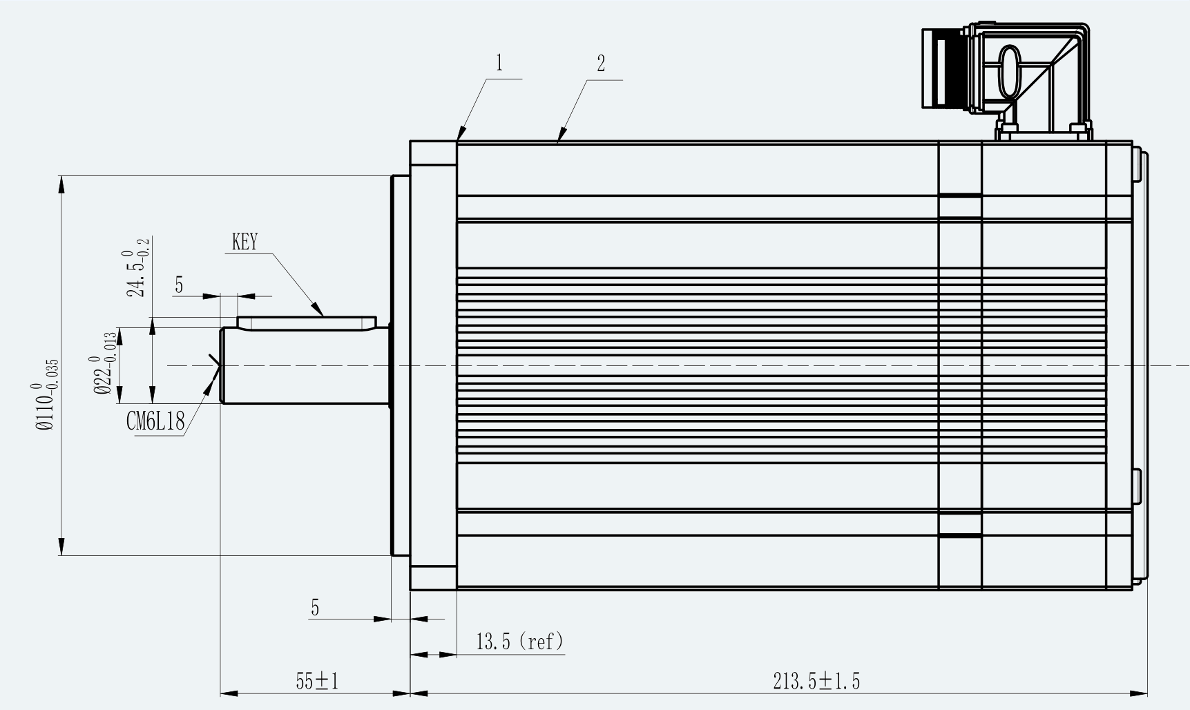 Mechanical View 3 for ES-SM-A01-130D-T14P33NM-3000W-005