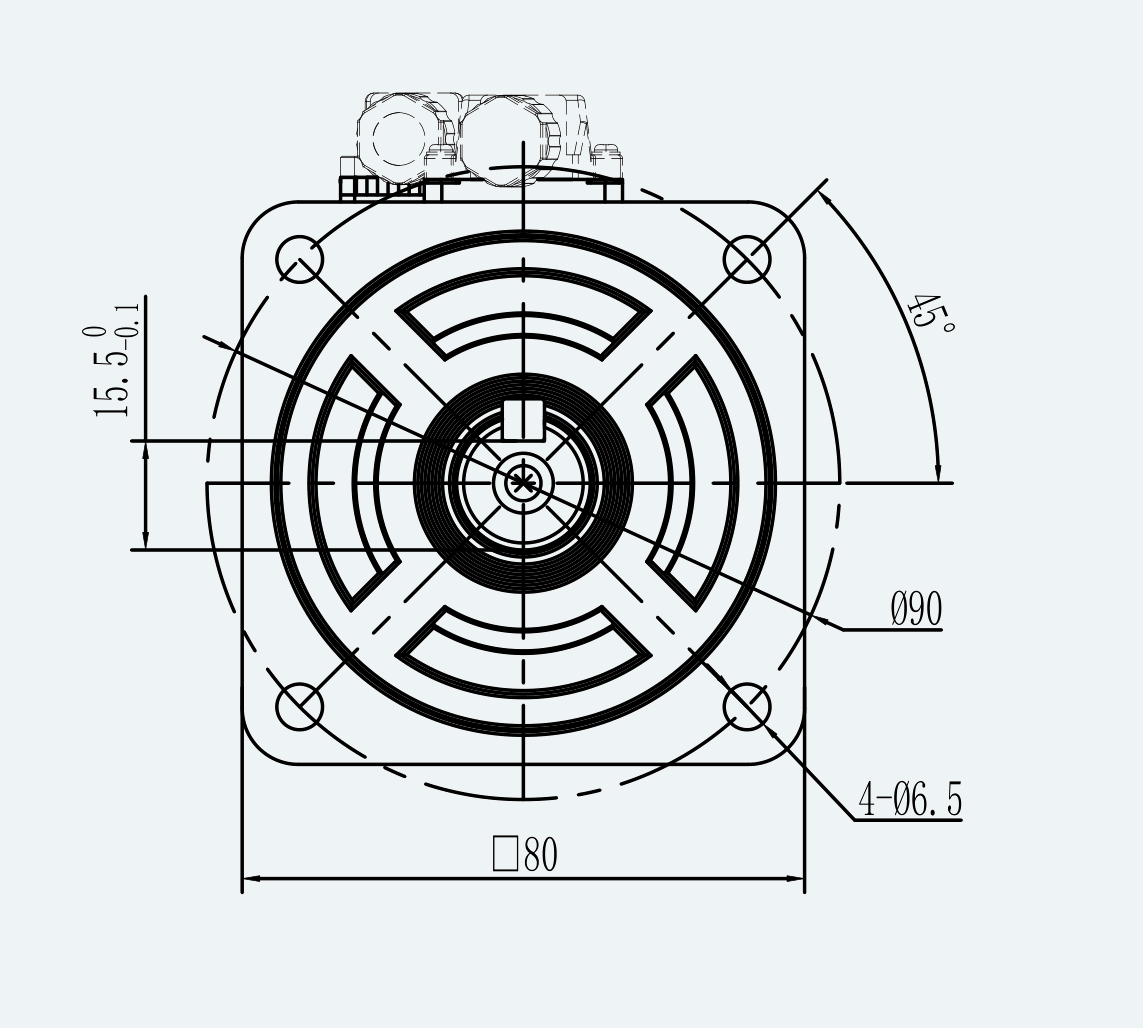 Mechanical Dimensions extracted from dimension drawing for ES-SM-A03-080D Compact 80 mm AC Servo Motor Series