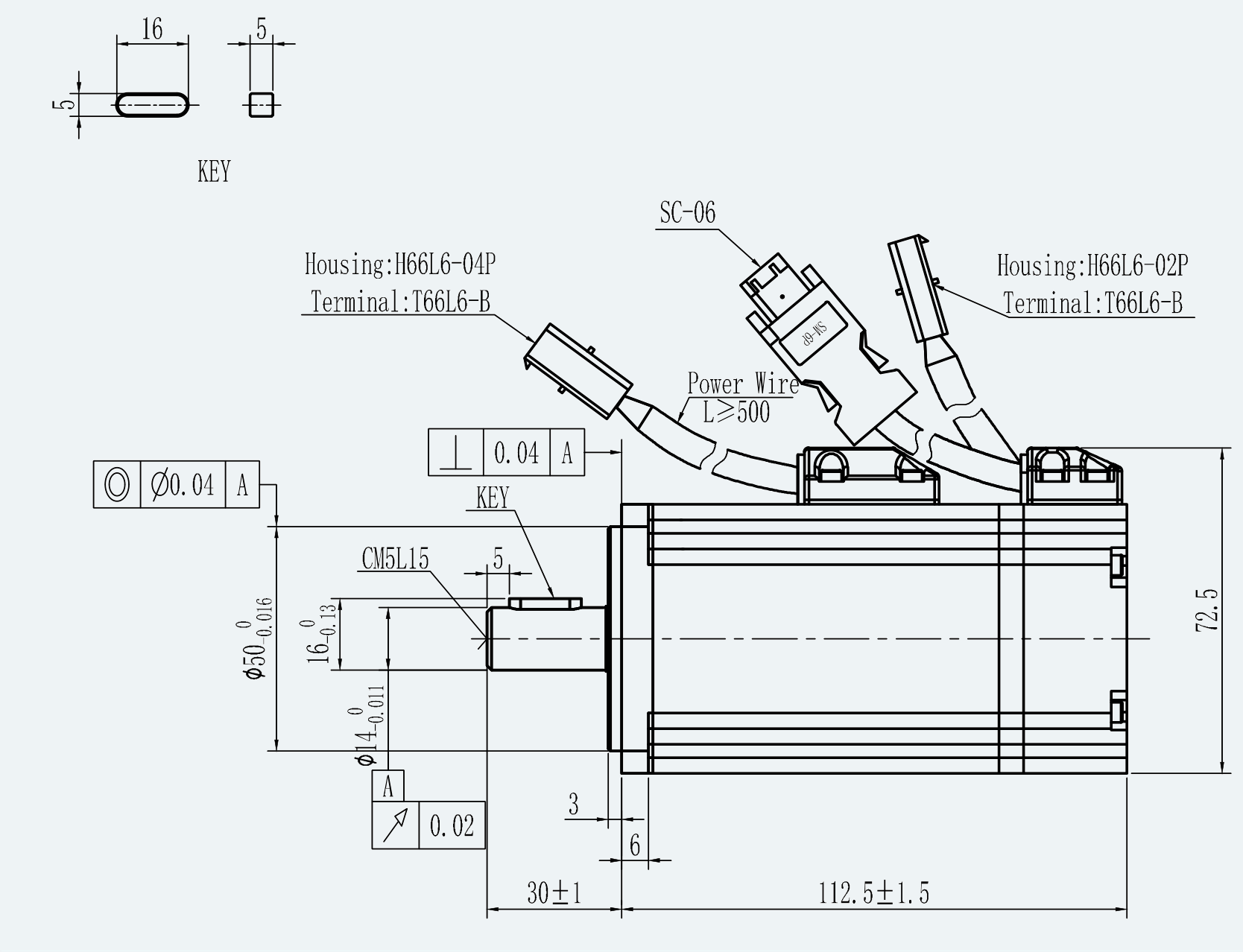 Mechanical View 1 for ES-SM-A01-060S-T0P64NM-200W-004