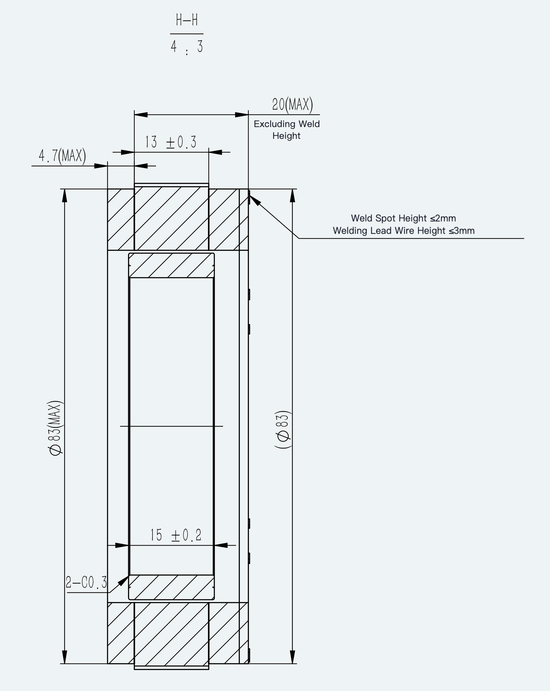Mechanical View 1 for ES-FM-H01-OD085-T1P2NM-001