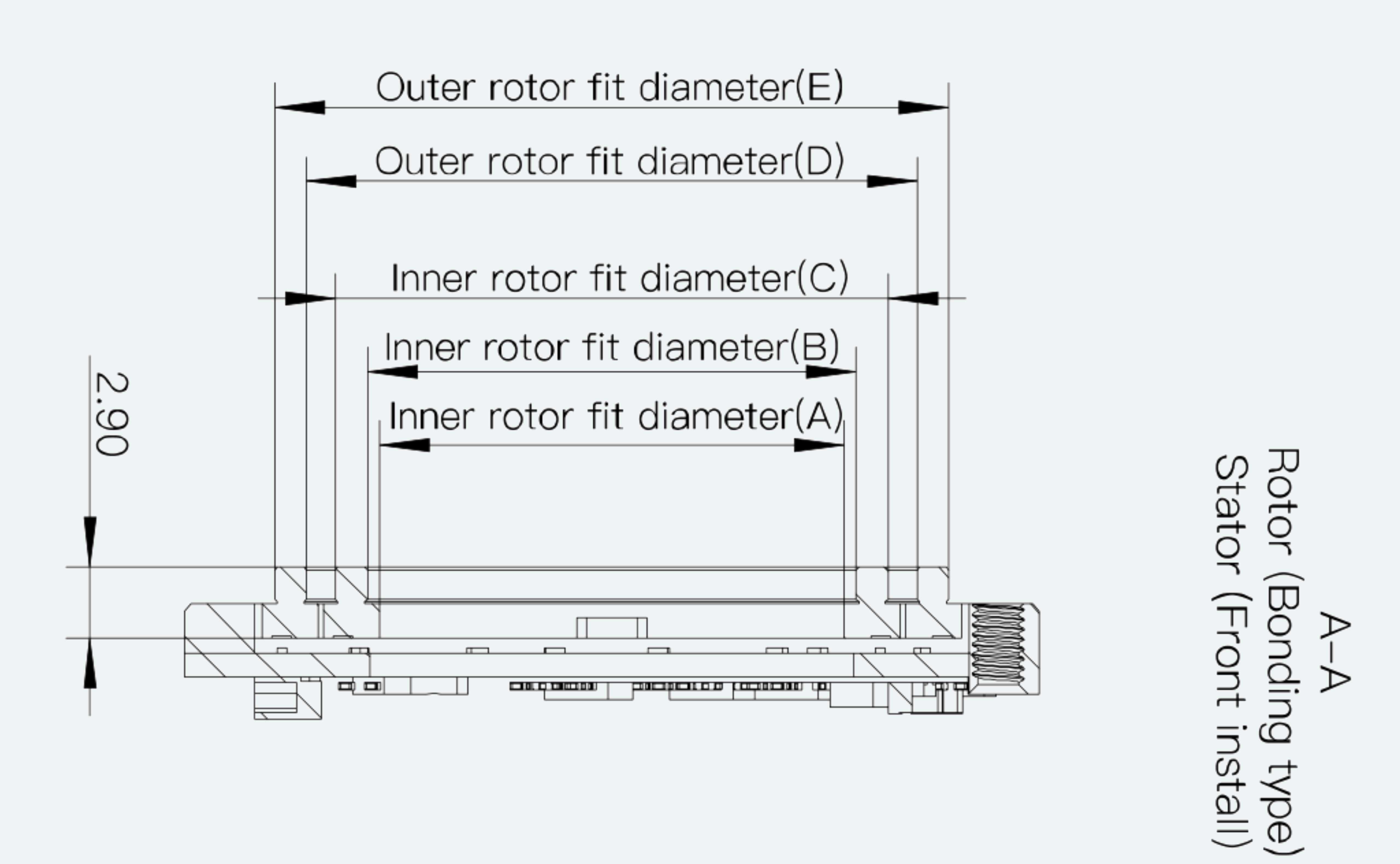 Mechanical View 2 for ES-EN-C13-S001-BD-FB Hollow Magnetic Encoder