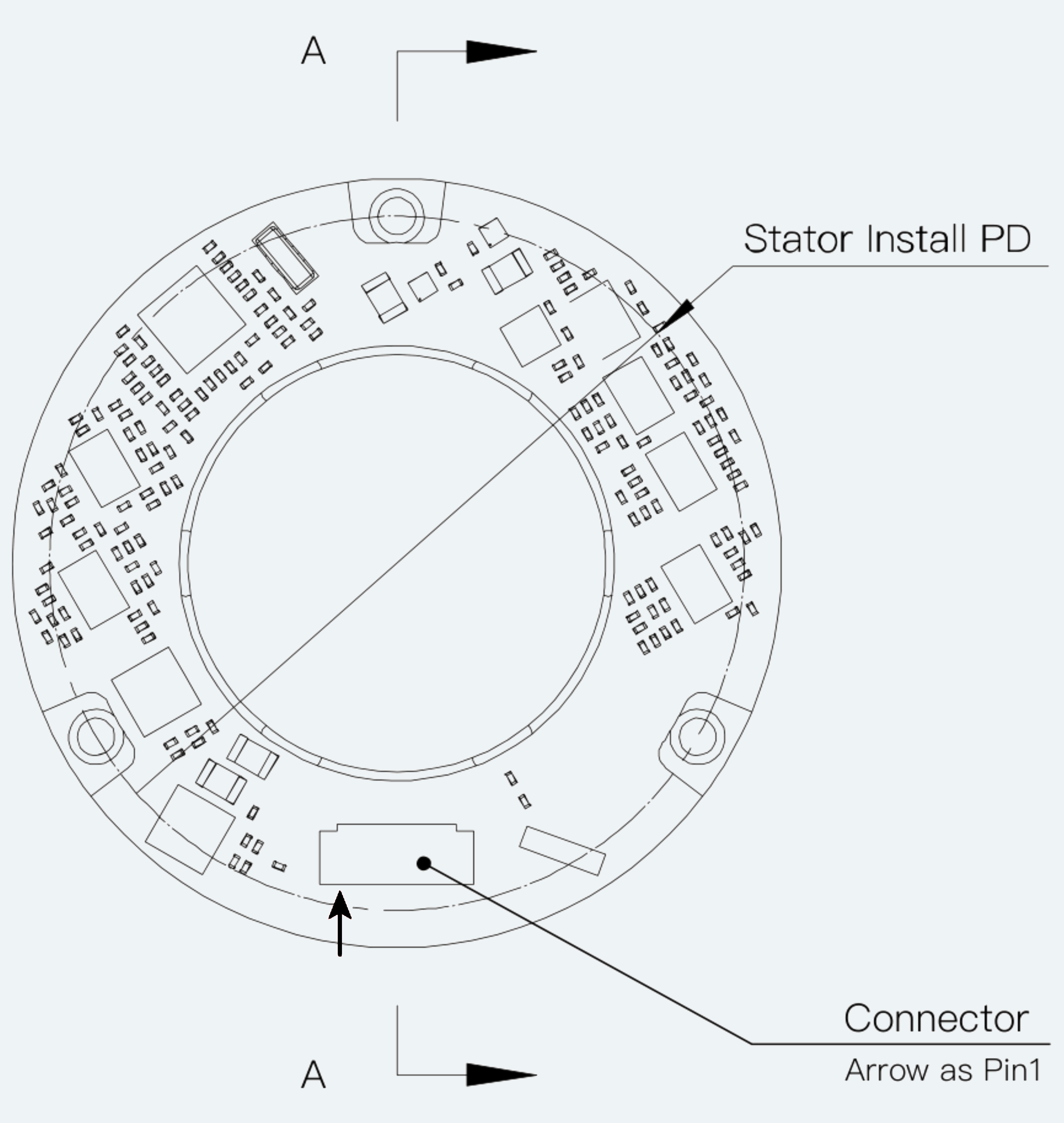 Mechanical View 3 for ES-EN-C13-S001-BD-FB Hollow Magnetic Encoder