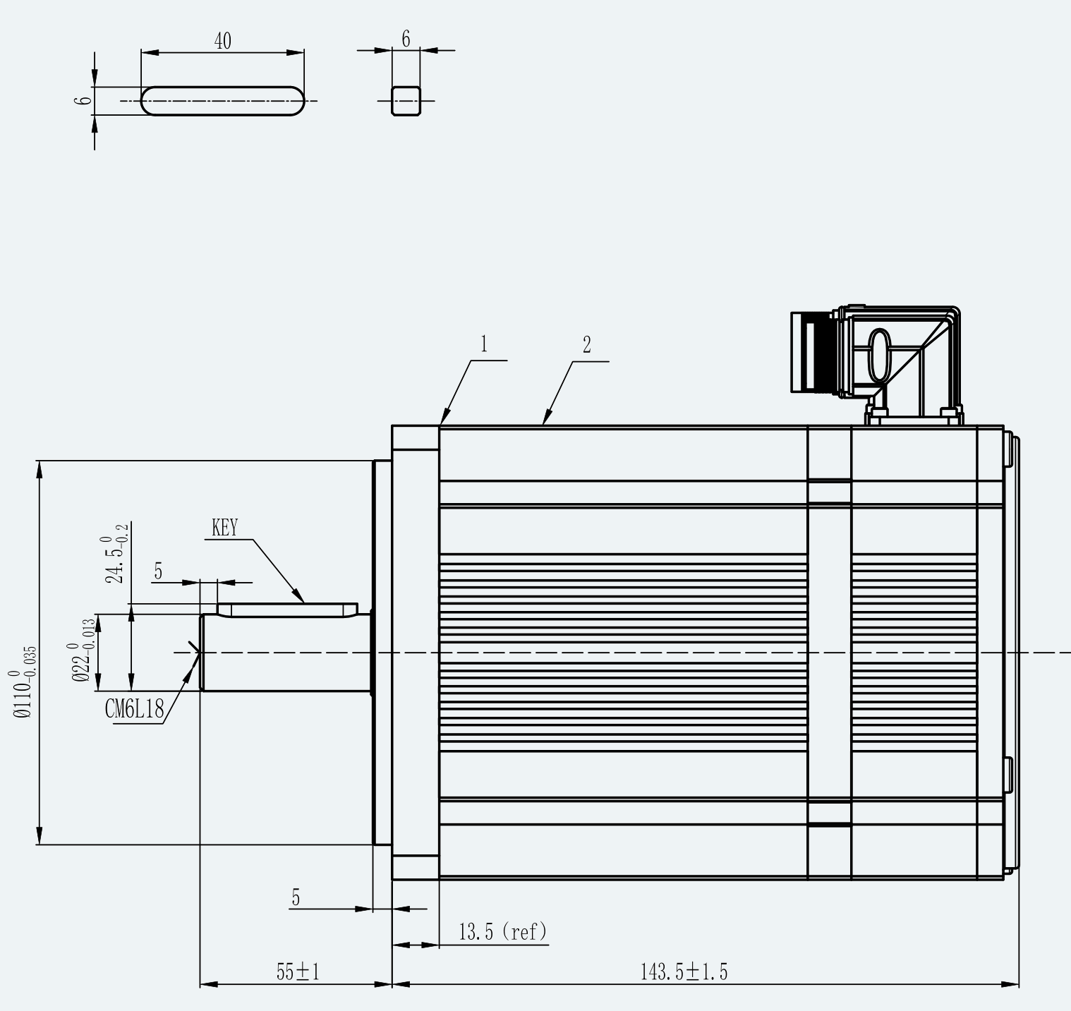 Drawing View for ES-SM-A01-130D-T4P78NM-1000W-005