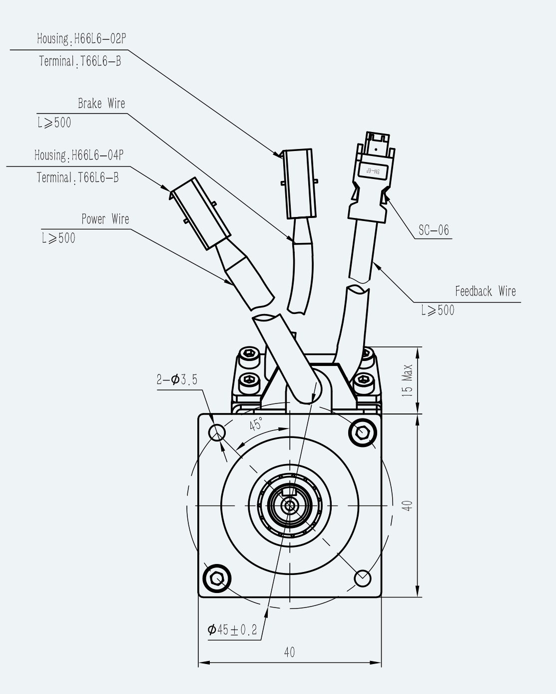 Mechanical View 2 for ES-SM-A01-040S-T0P16NM-50W-004