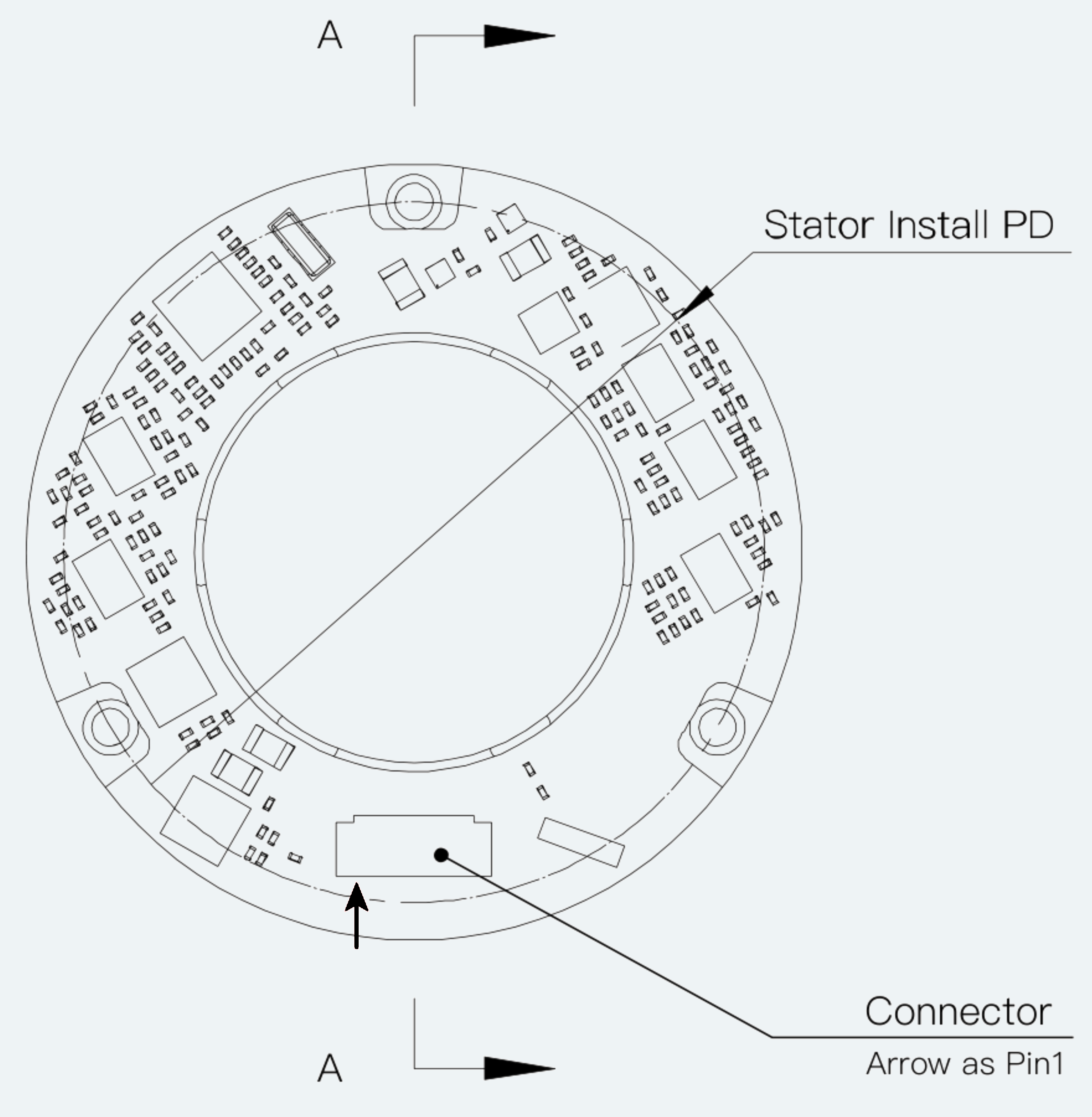 Mechanical View 3 for ES-EN-C13-S003-BD-F Hollow Magnetic Encoder