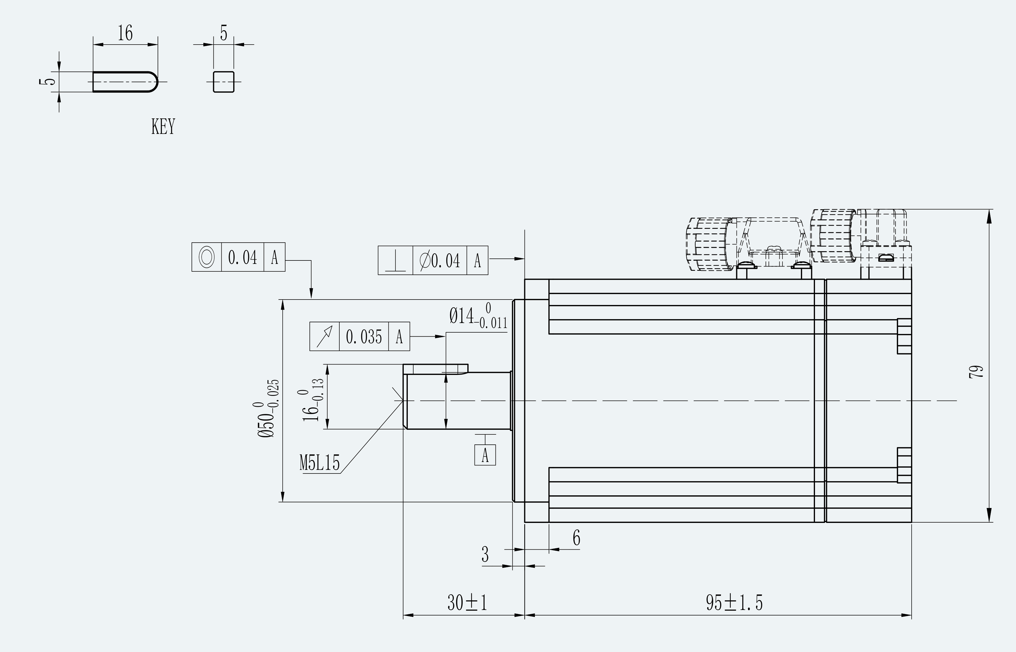 Mechanical Dimensions extracted from dimension drawing for ES-SM-A03-060S Compact 60 mm AC Servo Motor Series