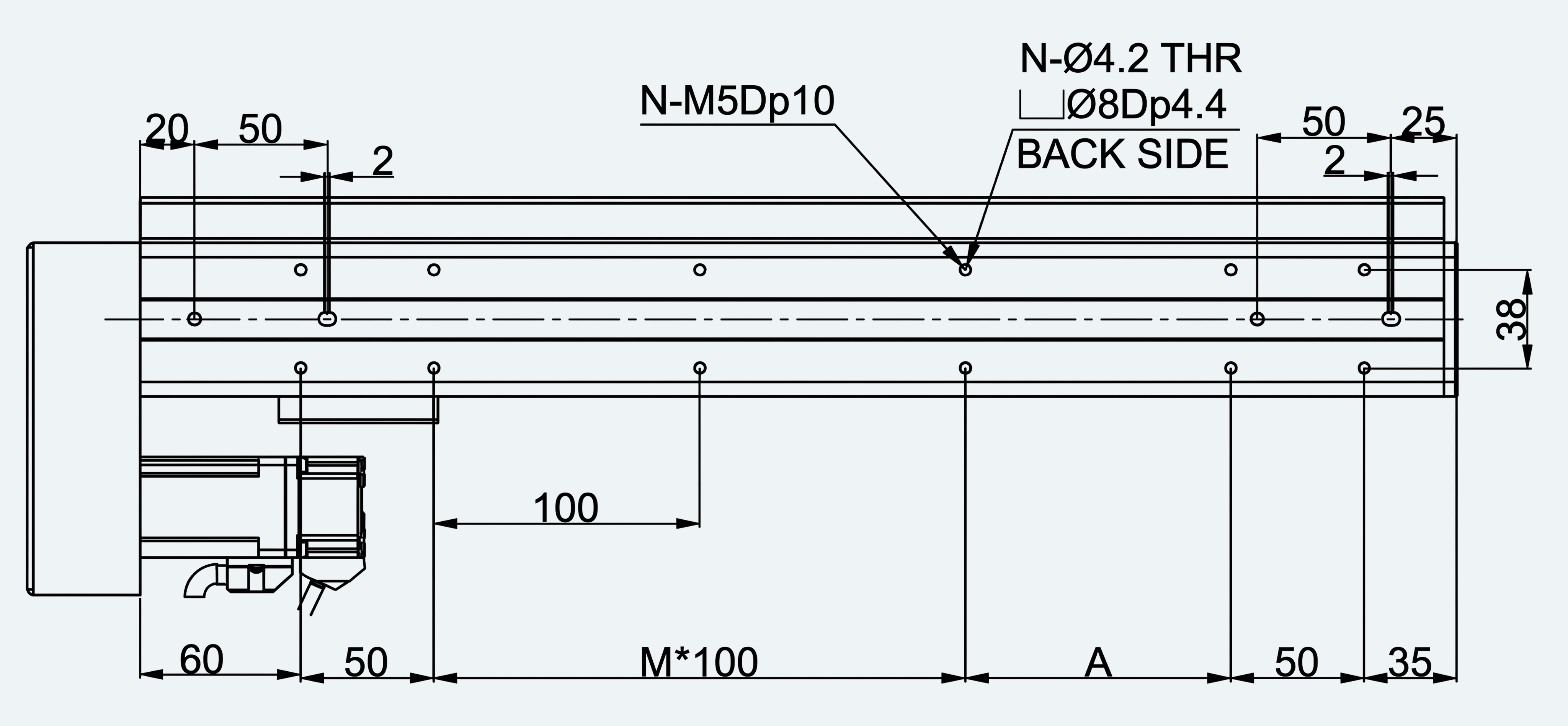 Mechanical View 5 for ES-LM-BS45-S0100-L016-MI01-M001