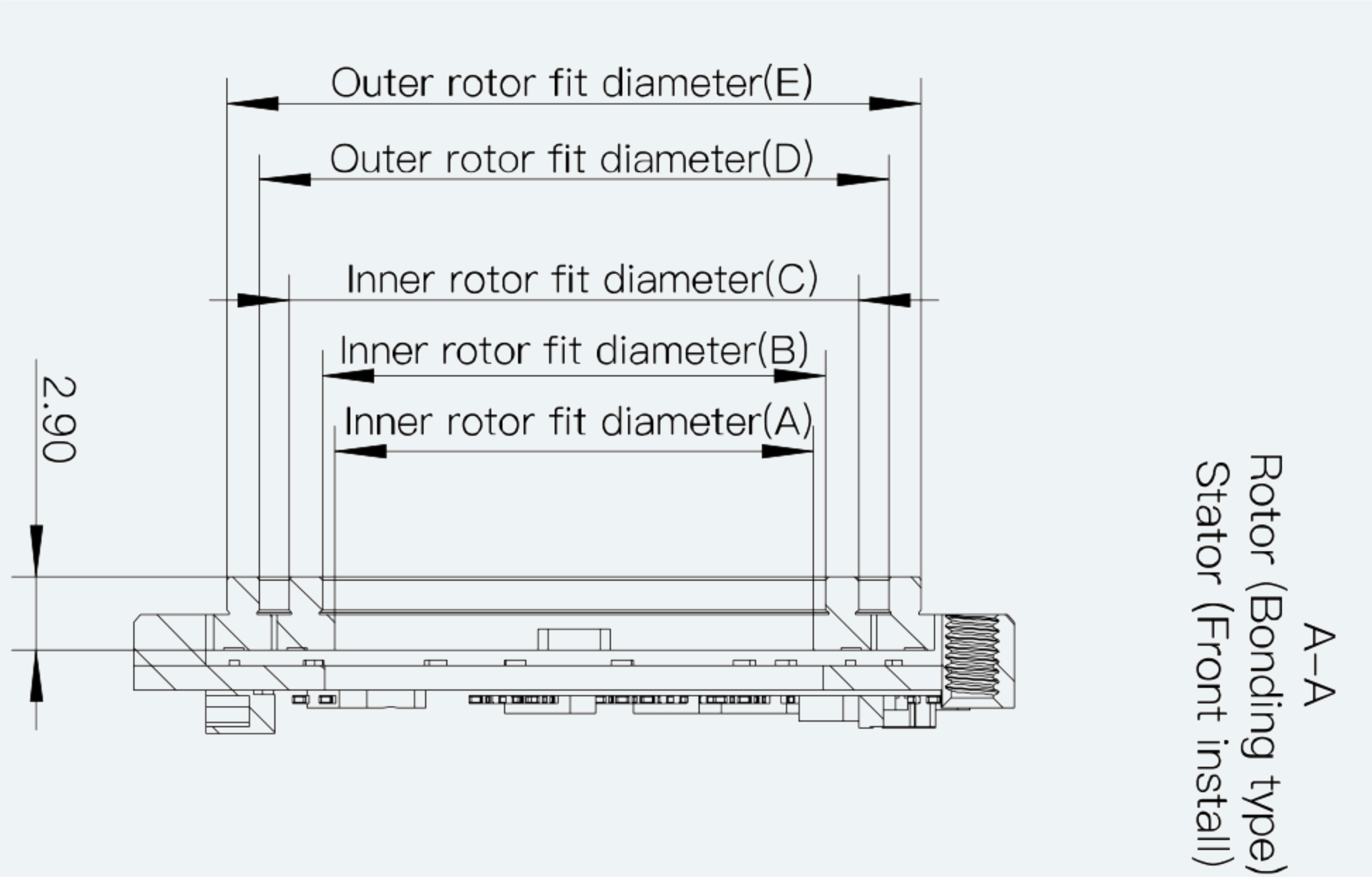Mechanical View 2 for ES-EN-C13-S004-BD-FB Hollow Magnetic Encoder