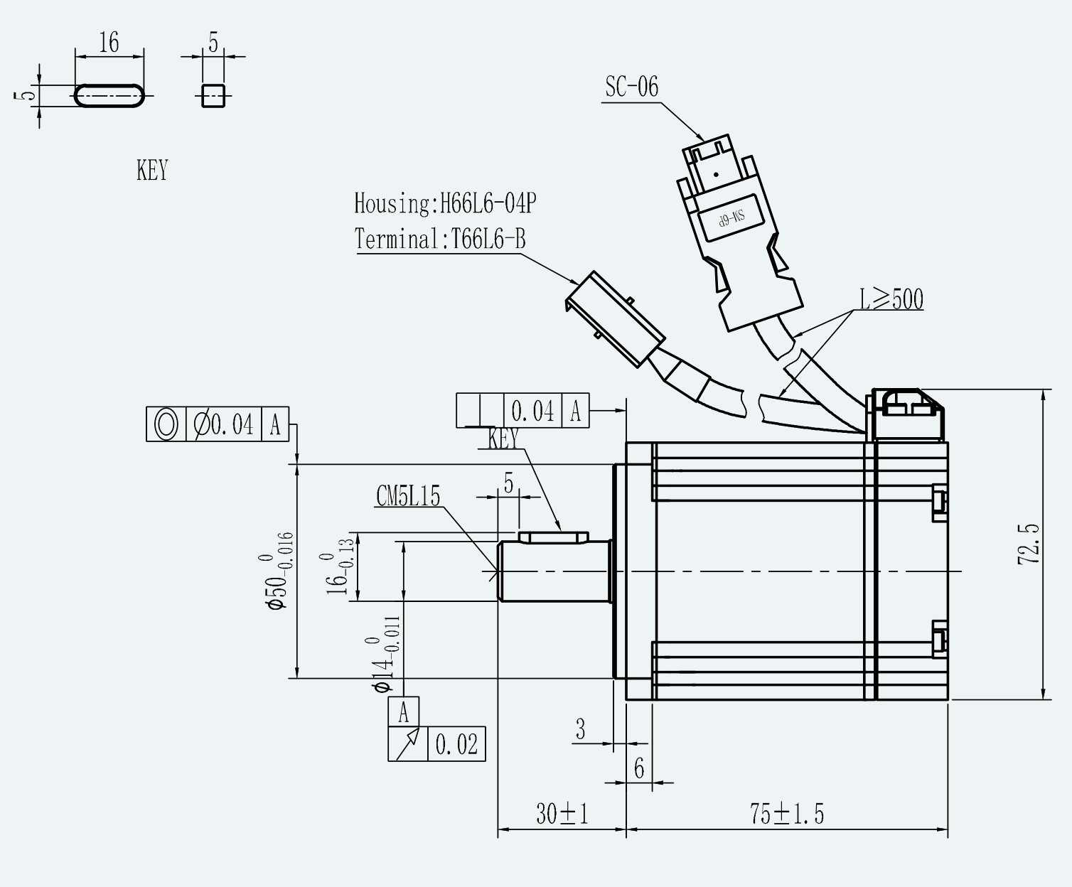 Mechanical View 1 for ES-SM-A01-060S-T0P64NM-200W-003