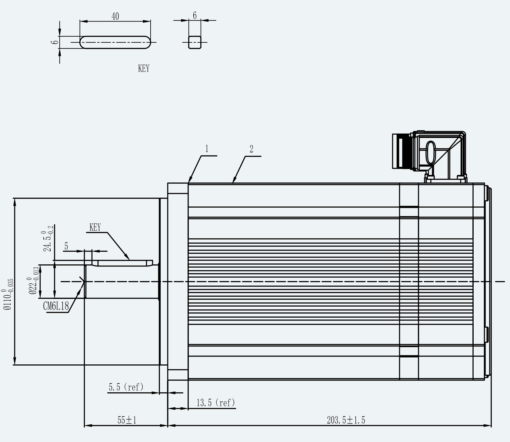 Mechanical View 1 for ES-SM-A01-130D-T14P33NM-1500W-001