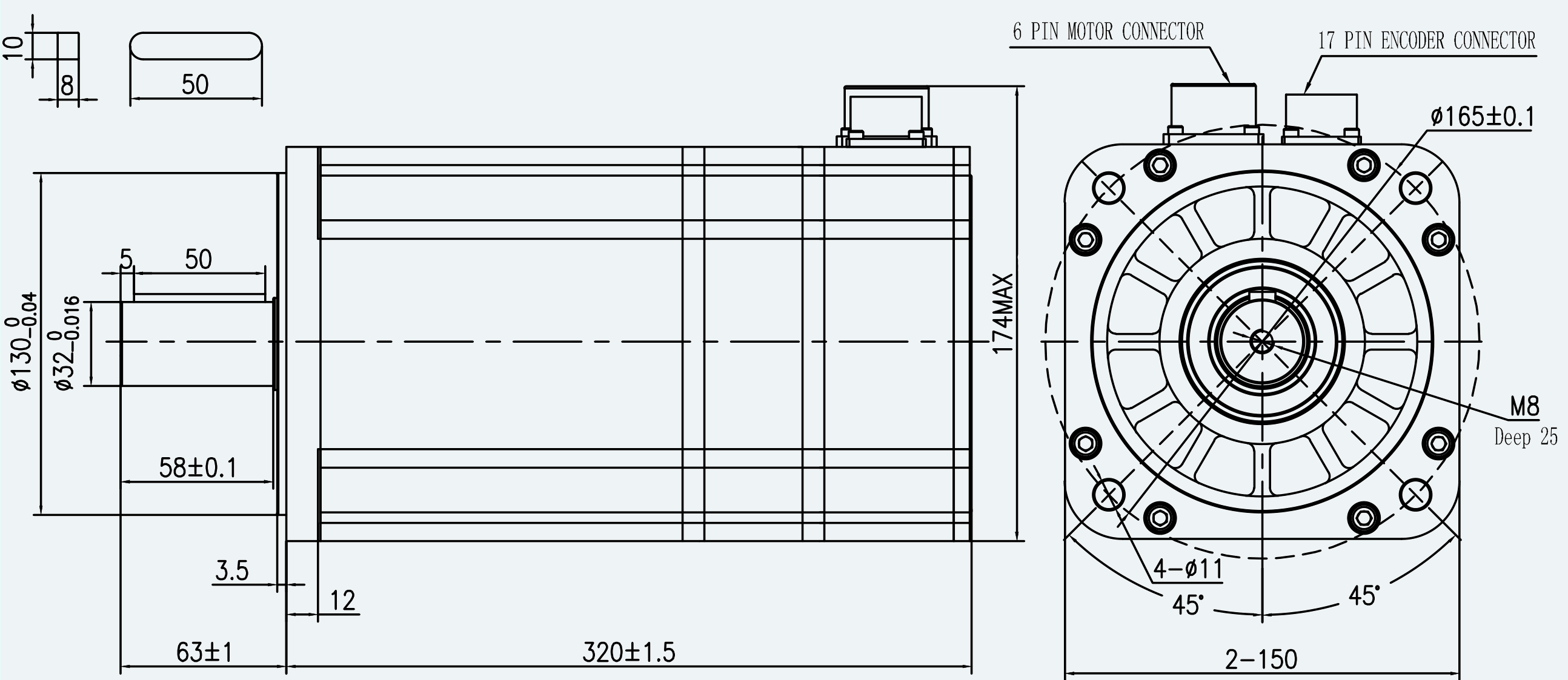 Drawing View for ES-SM-A02-150D-T14P3NM-3000W-002