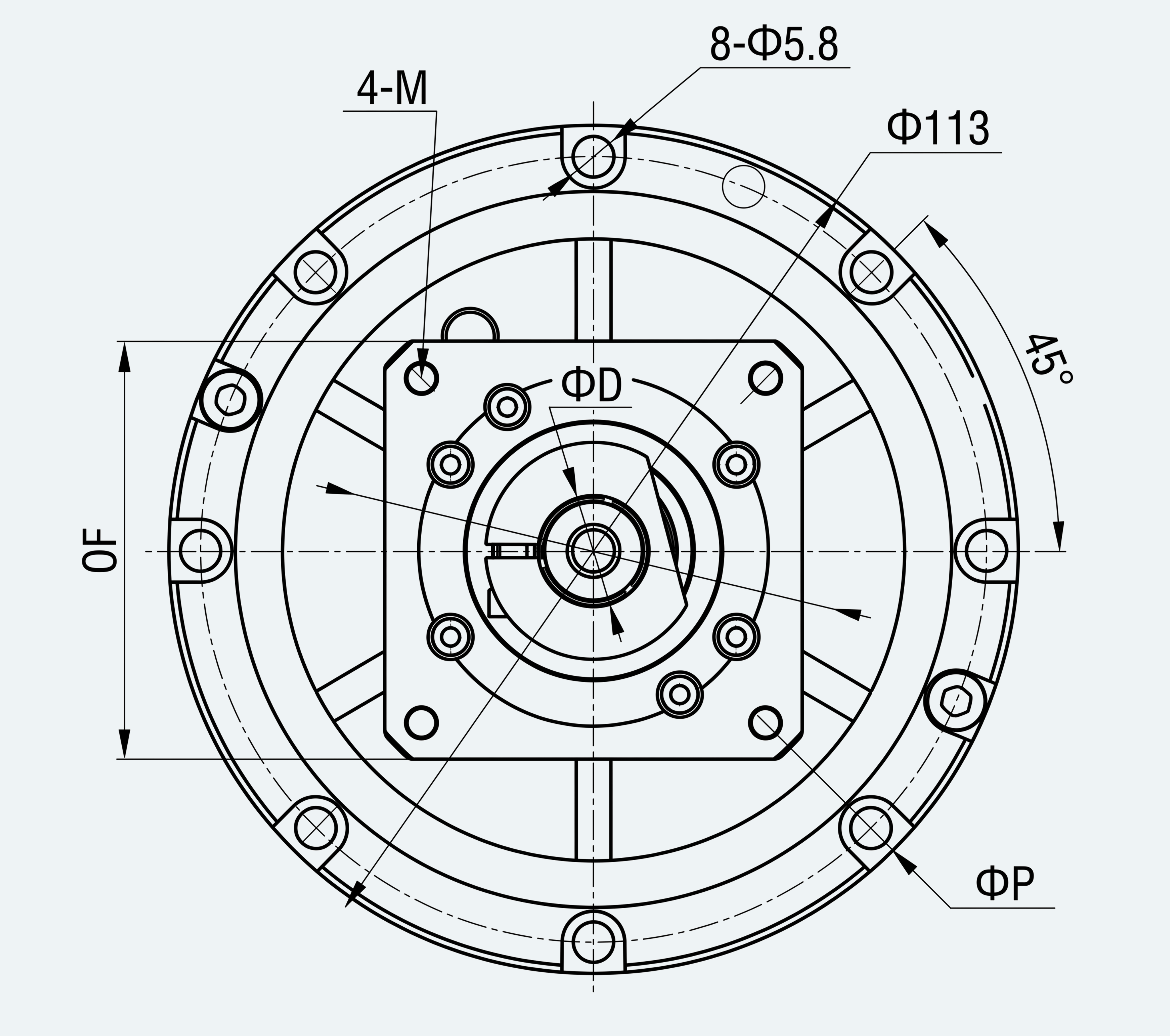Mechanical Dimensions extracted from dimension drawing for High-Precision RV Reducer Series — ES-PG-H02