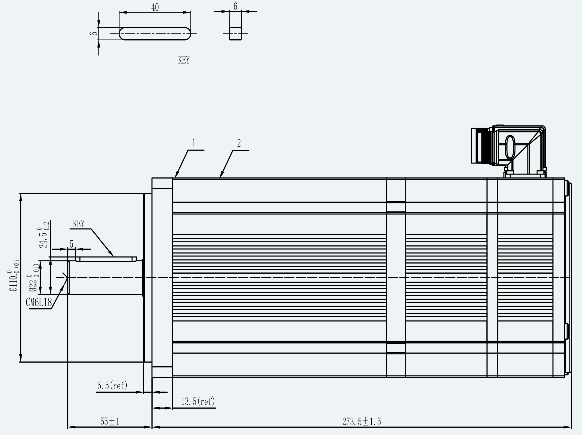 Mechanical View 1 for ES-SM-A01-130D-T14P33NM-3000W-002