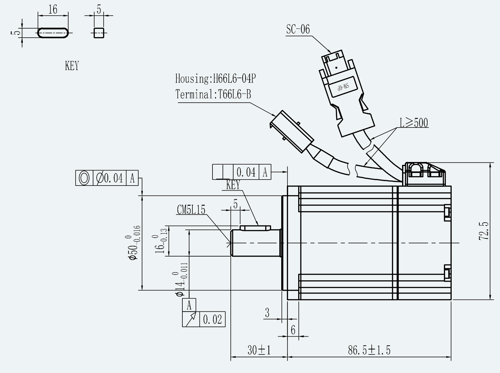 Mechanical View 1 for ES-SM-A01-060S-T0P64NM-200W-005