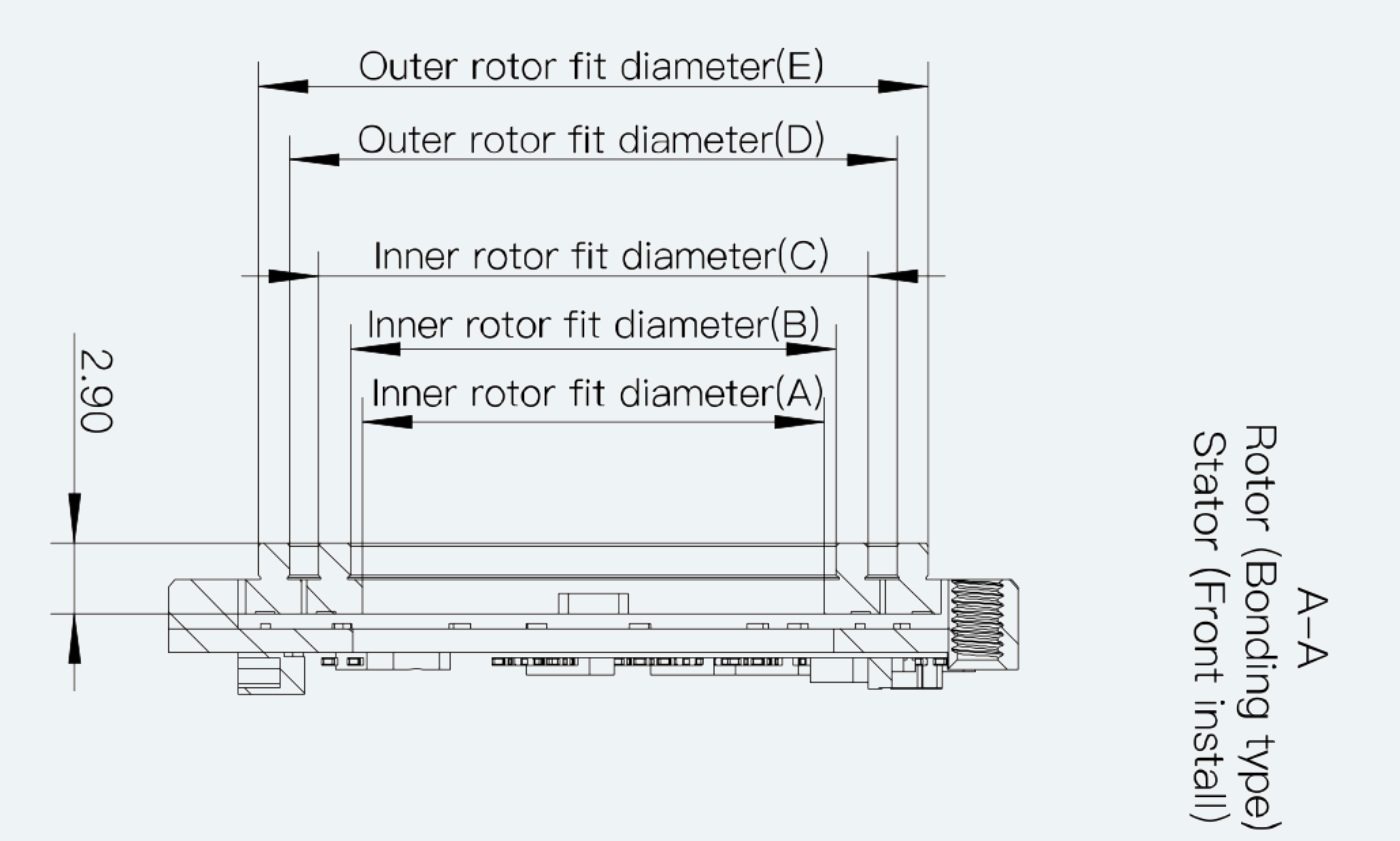 Mechanical View 1 for ES-EN-C13-S005-BD-FB Hollow Magnetic Encoder