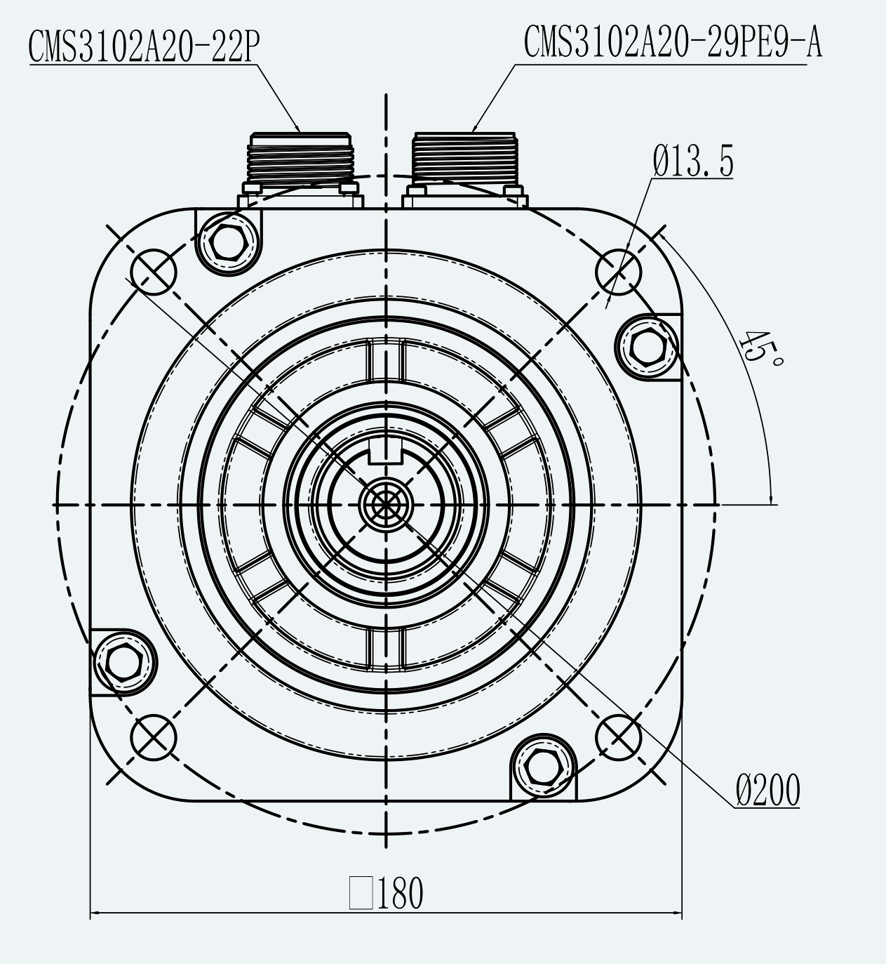Mechanical View 1 for ES-SM-A03-180G-T19P1NM-3000W-001