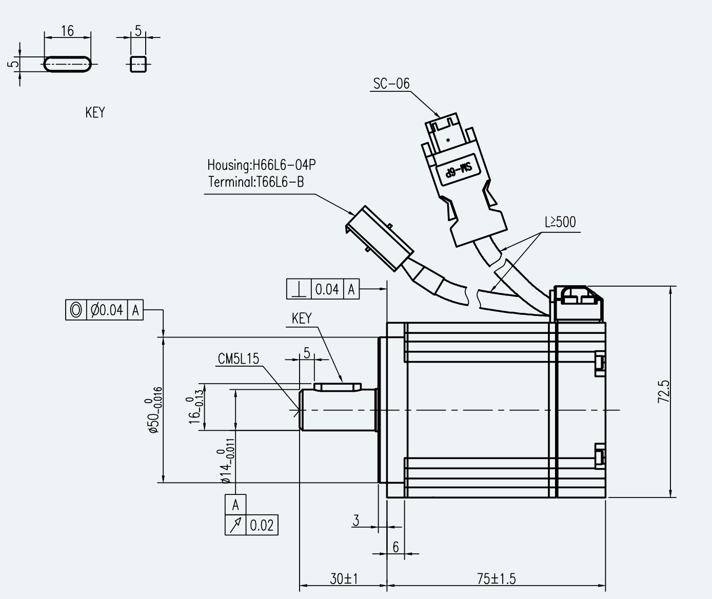 Mechanical View 1 for ES-SM-A01-060S-T0P64NM-200W-001