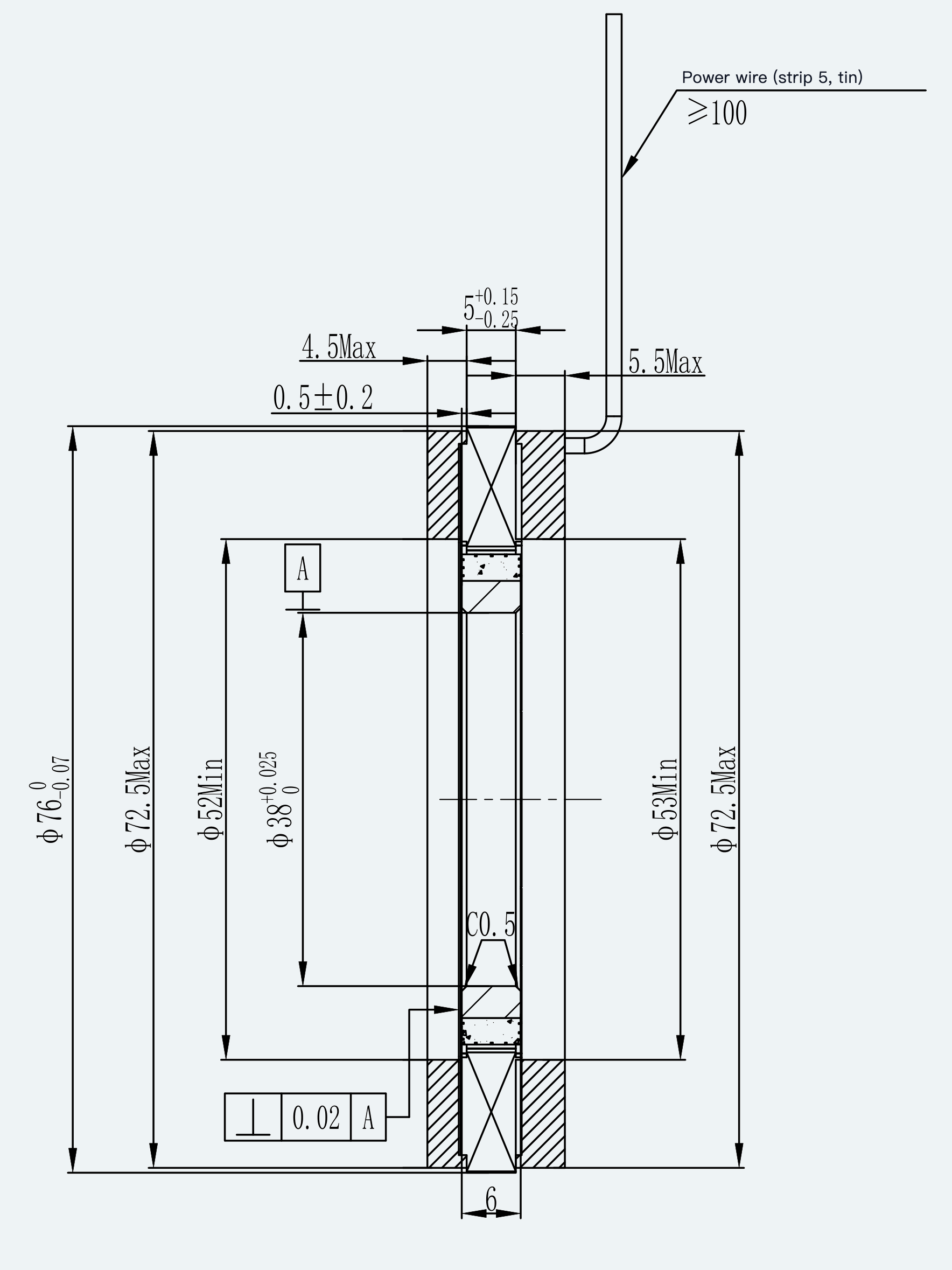 Mechanical View 1 for ES-FM-U01-OD076-T0P4NM-001