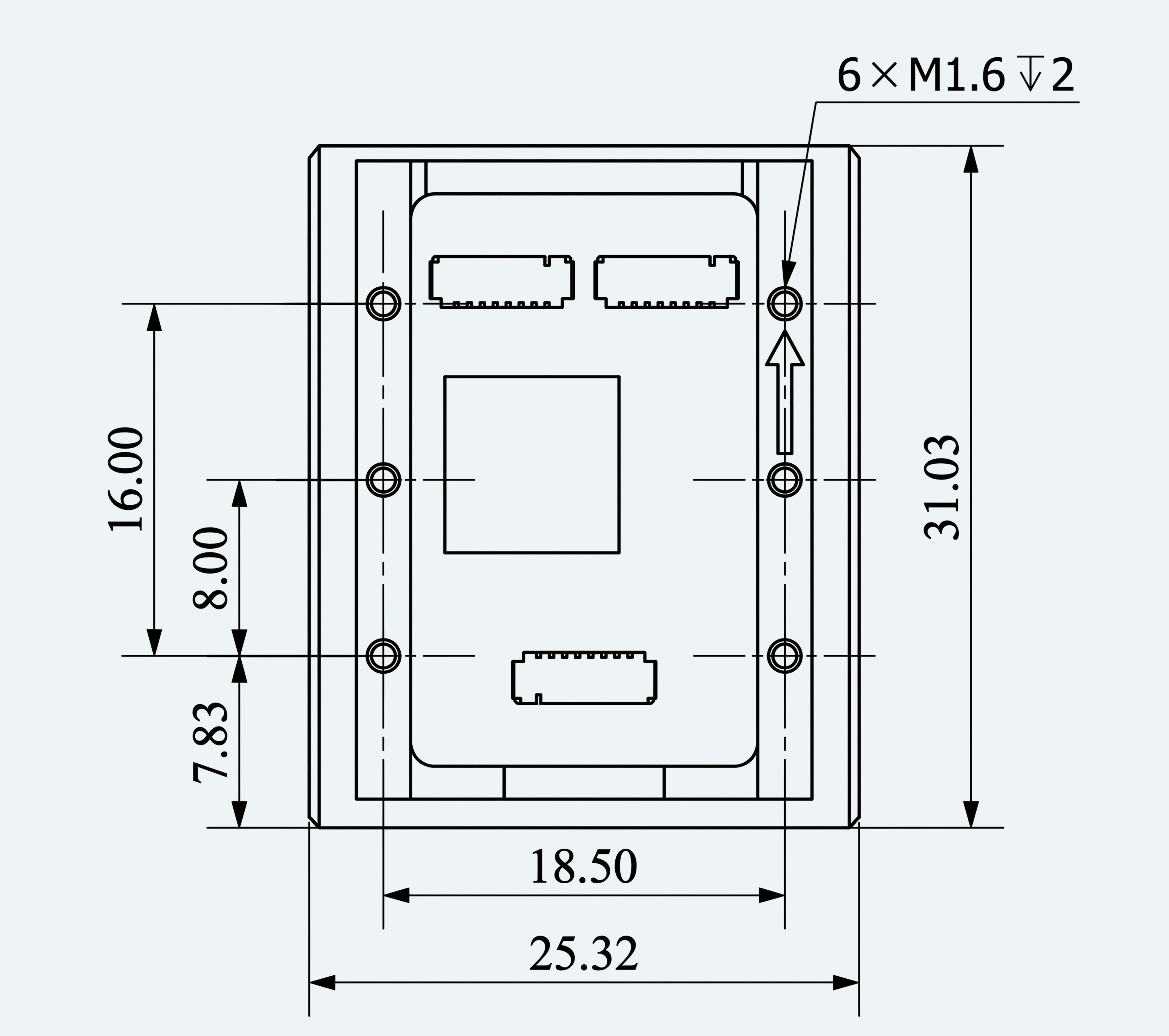 Mechanical Dimensions extracted from dimension drawing for Core Multidimensional Tactile Sensor Series