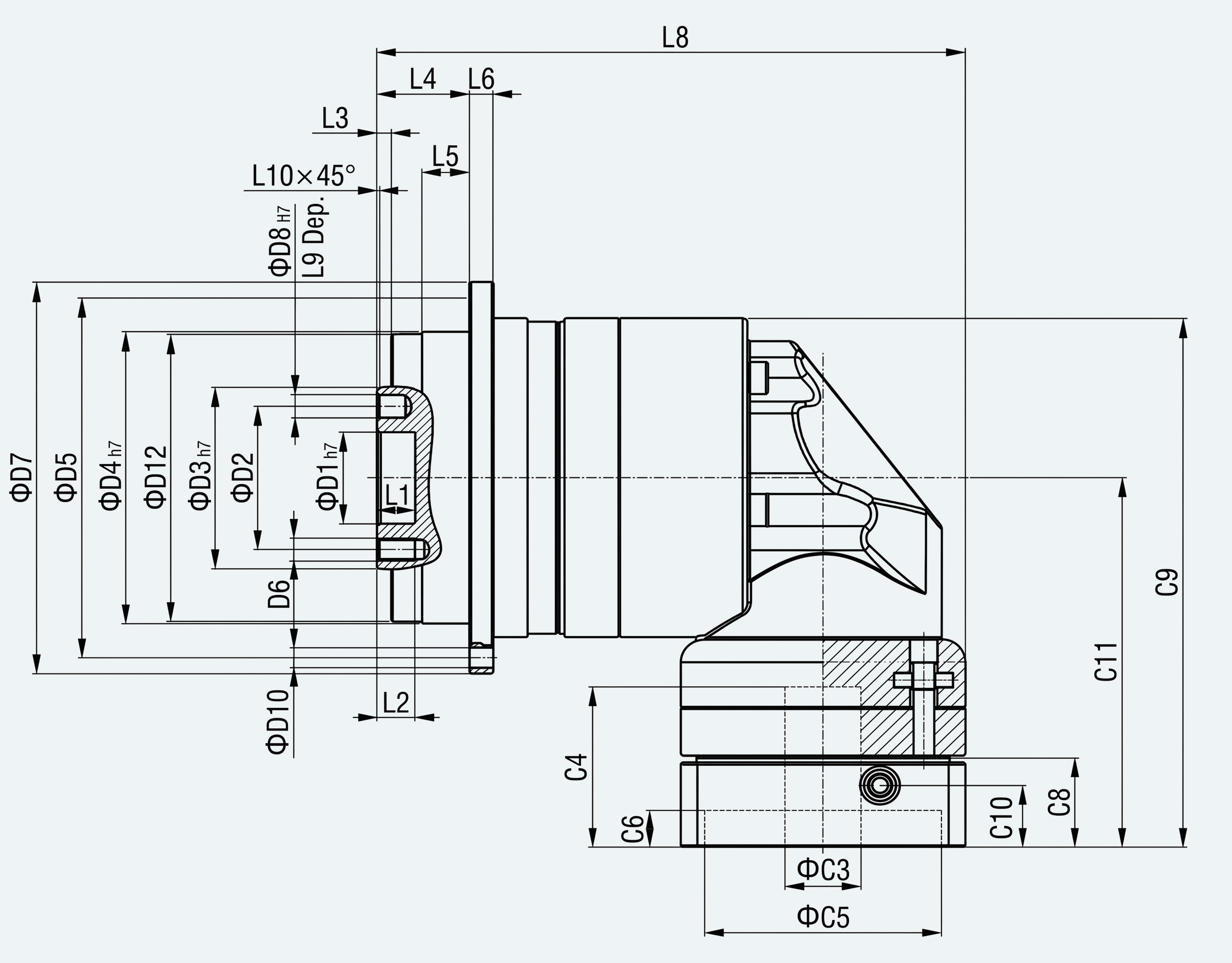 Mechanical Dimensions extracted from dimension drawing for Ultra-Precision Planetary Gearbox Series — ES-PG-C36-S005