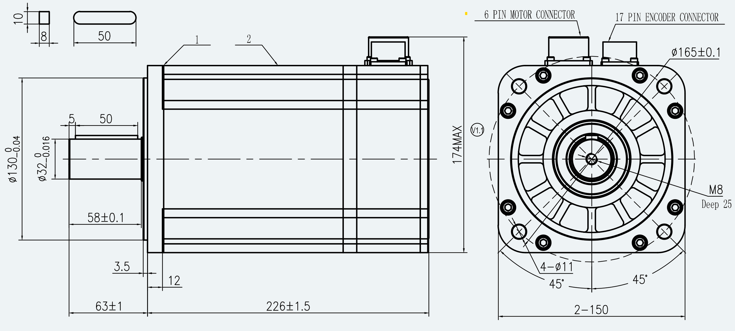 Drawing View for ES-SM-A02-150D-T11P1NM-2300W-001