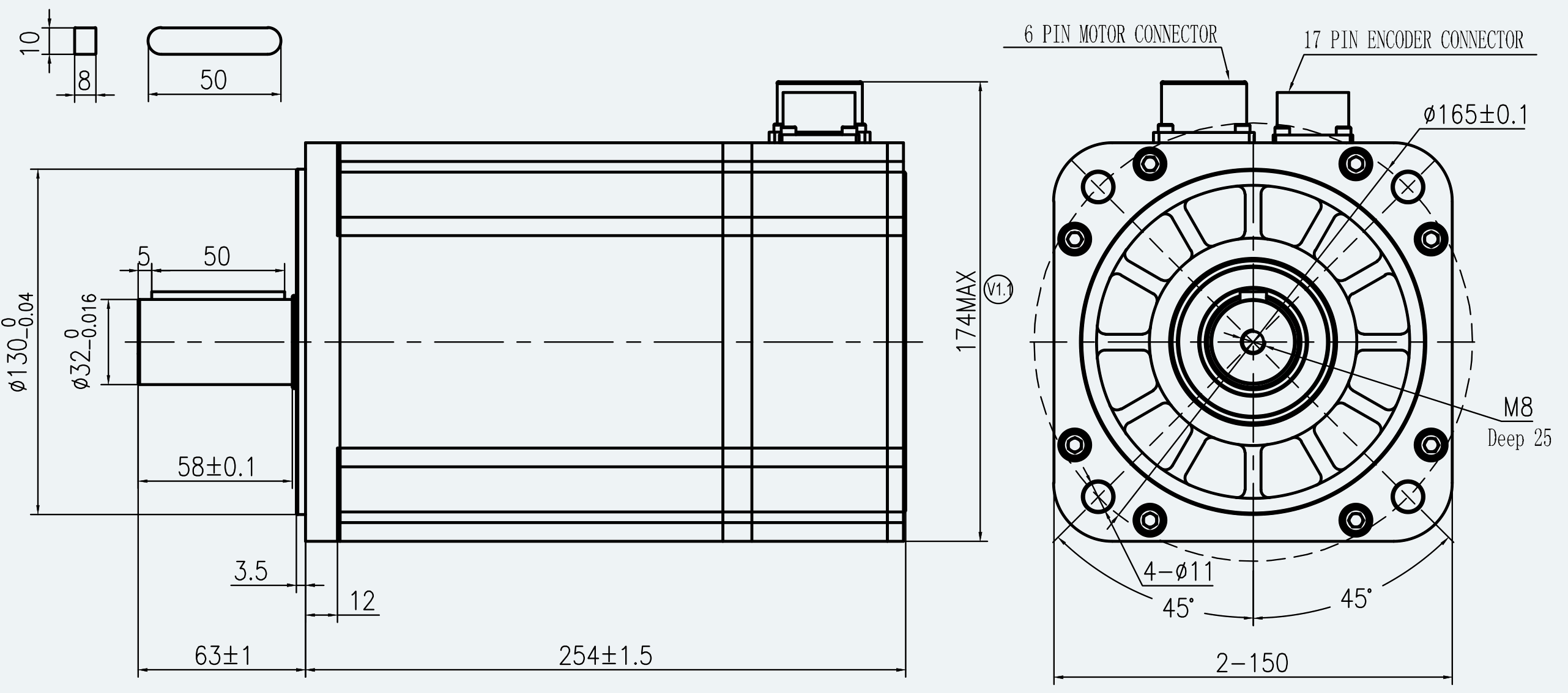 Drawing View for ES-SM-A02-150D-T14P3NM-3000W-001