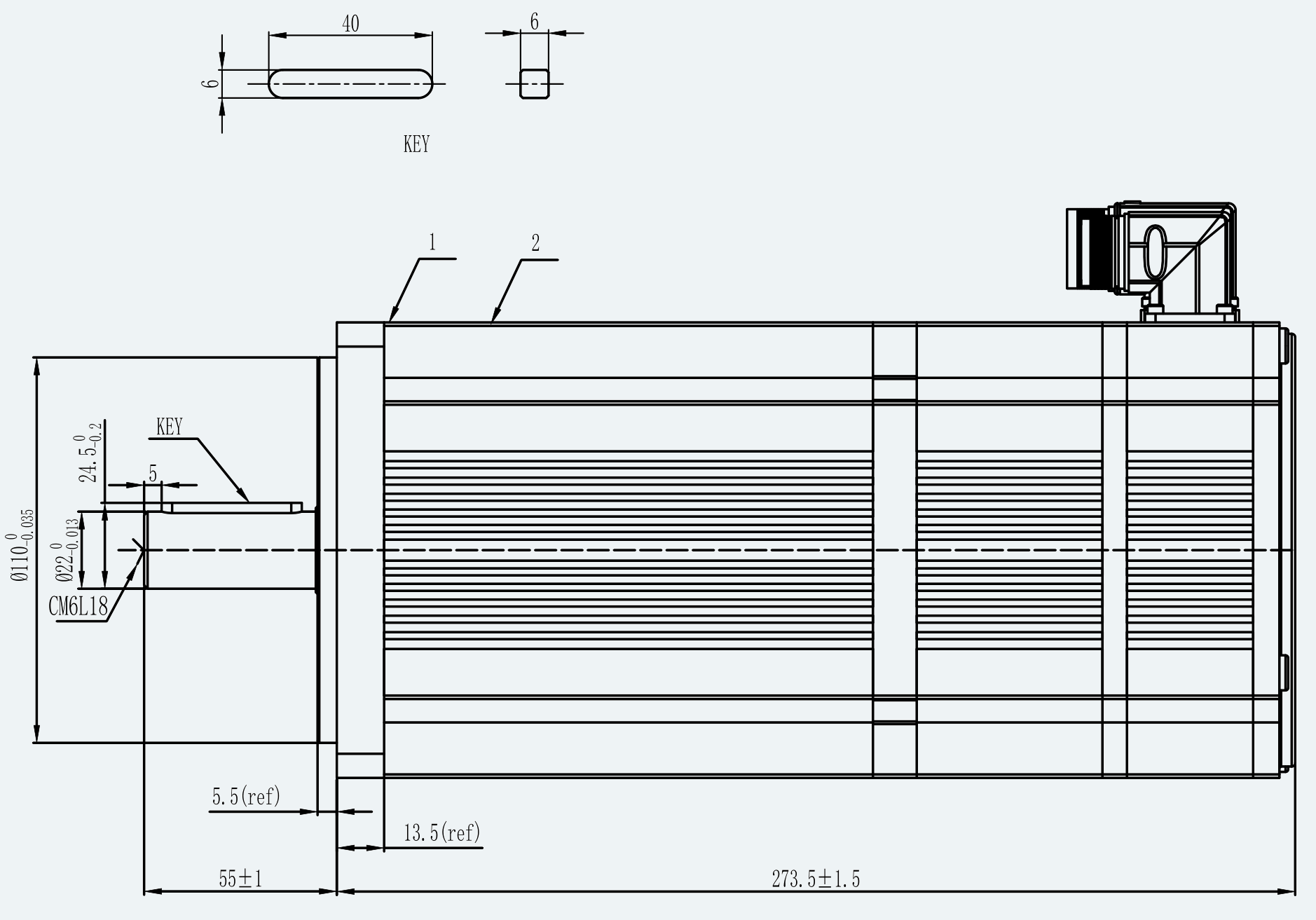 Mechanical View 1 for ES-SM-A01-130D-T14P33NM-3000W-004