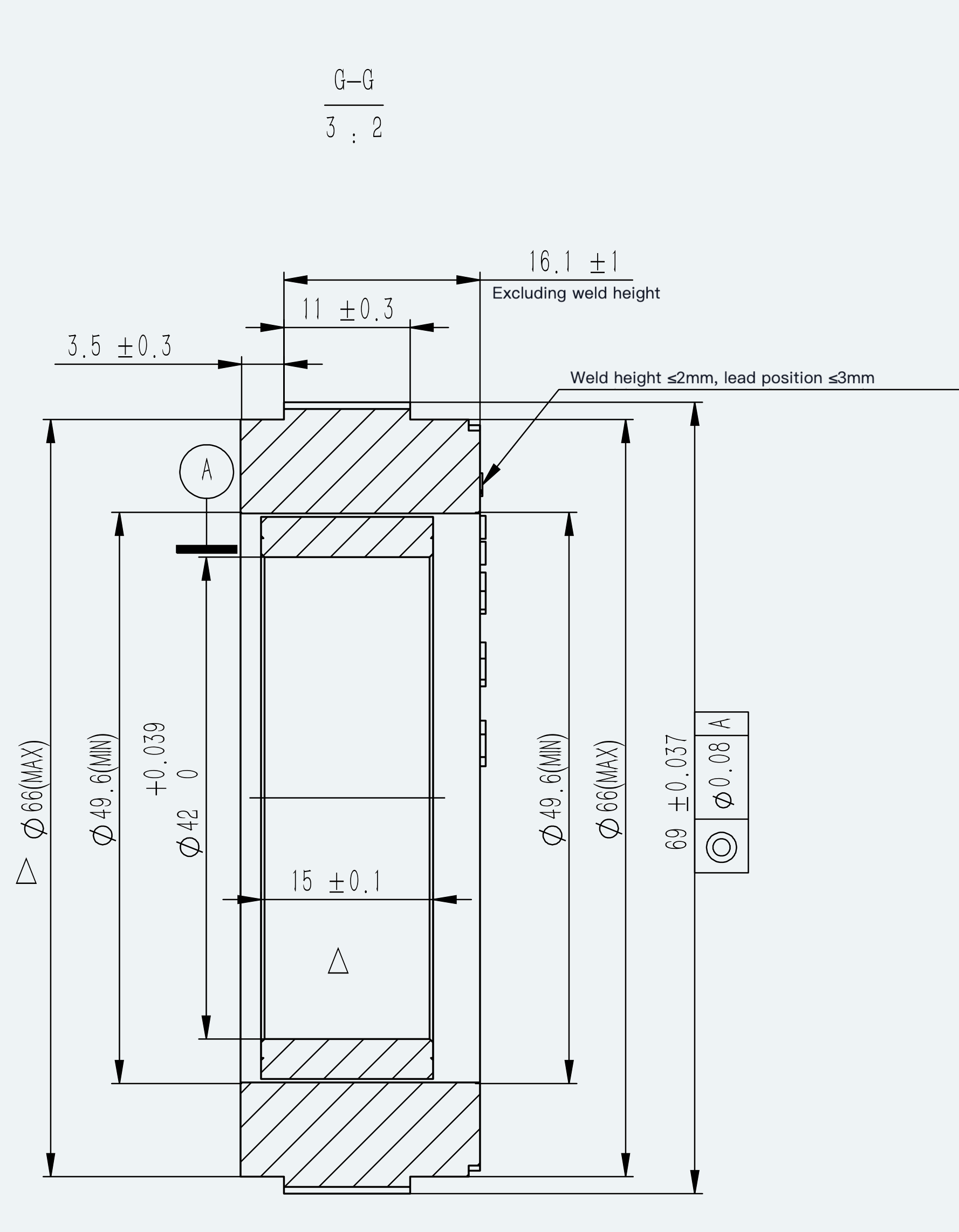 Mechanical View 1 for ES-FM-H01-OD070-T0P66NM-001