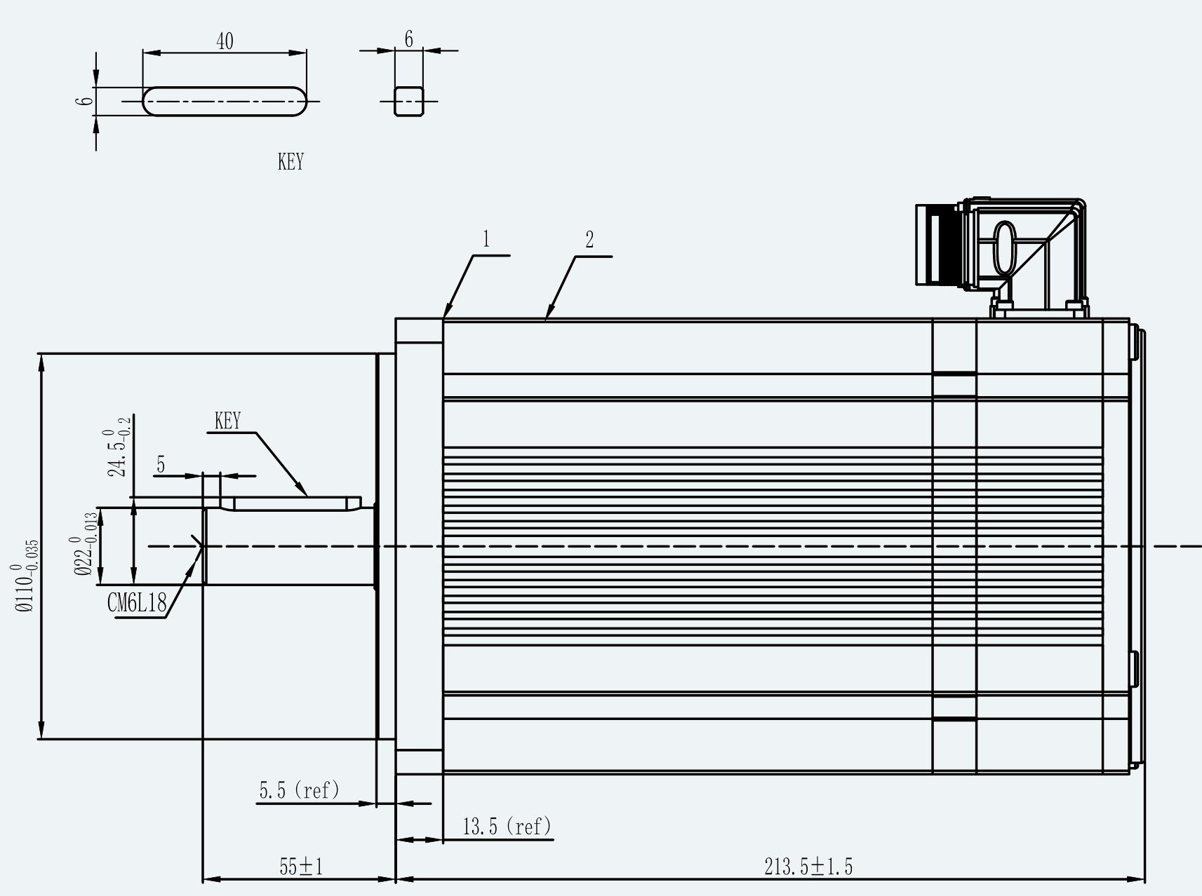 Mechanical View 1 for ES-SM-A01-130D-T14P33NM-3000W-003