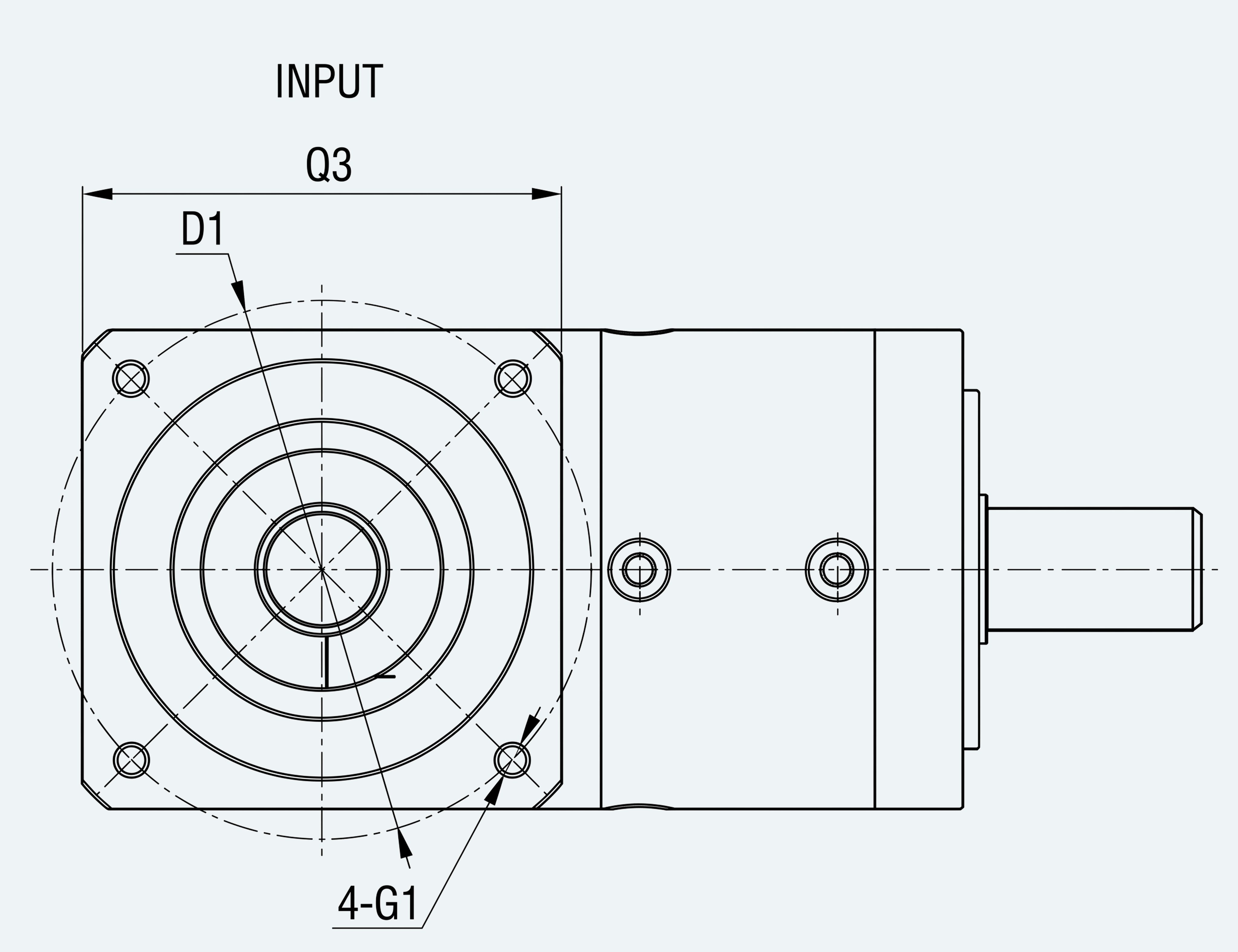 Mechanical Dimensions extracted from dimension drawing for Ultra-Precision Planetary Gearbox Series — ES-PG-C36-S013