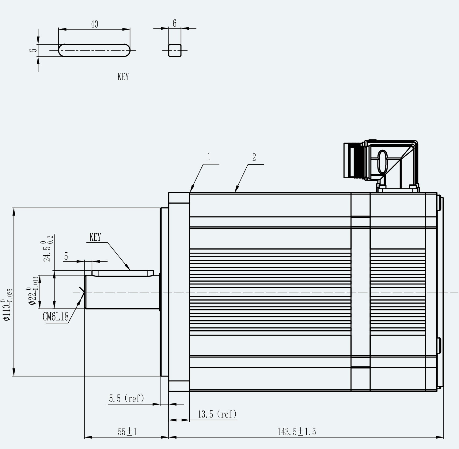 Mechanical View 1 for ES-SM-A01-130D-T4P78NM-1000W-001
