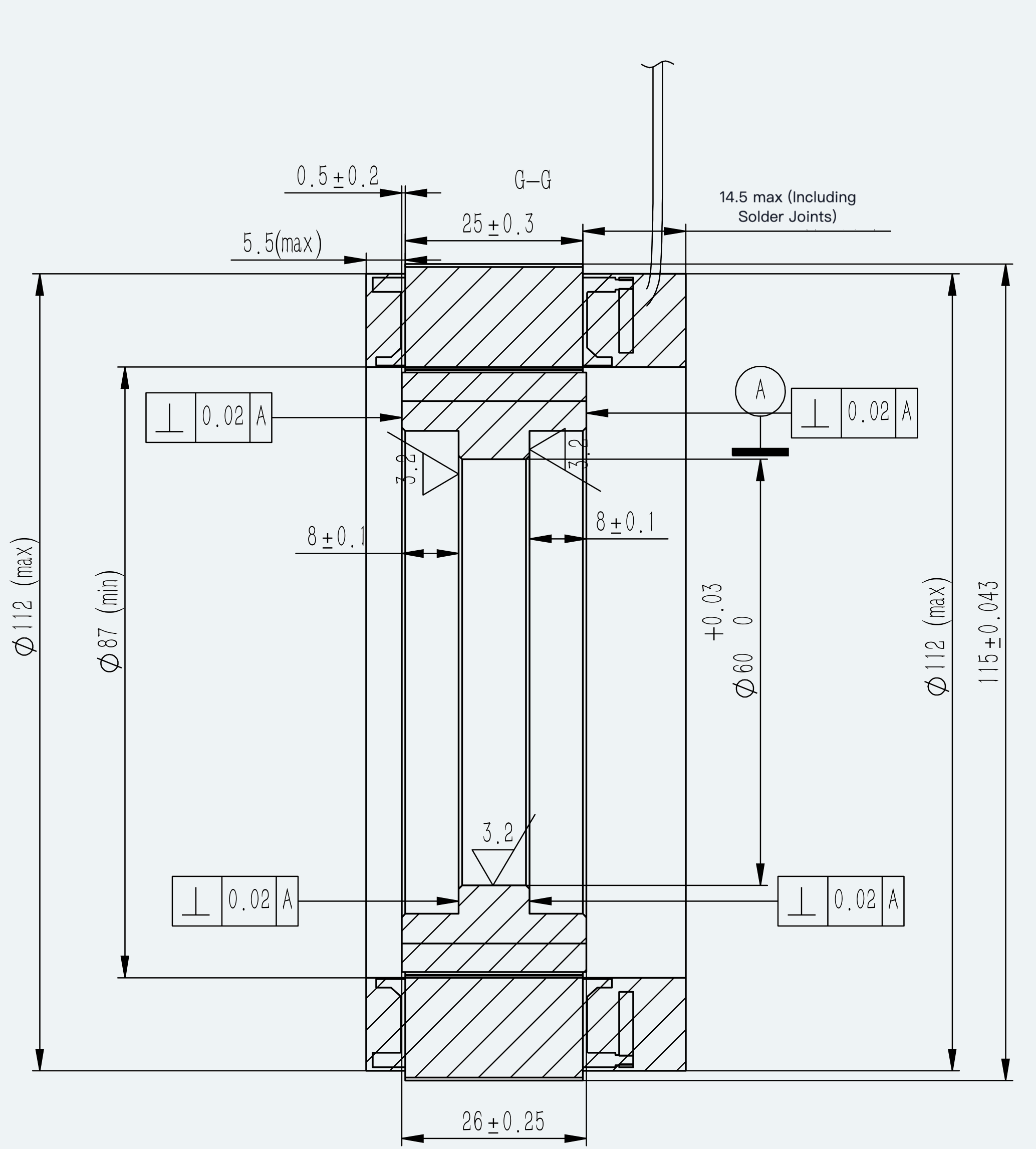 Mechanical View 2 for ES-FM-H01-OD115-T3P5NM-001