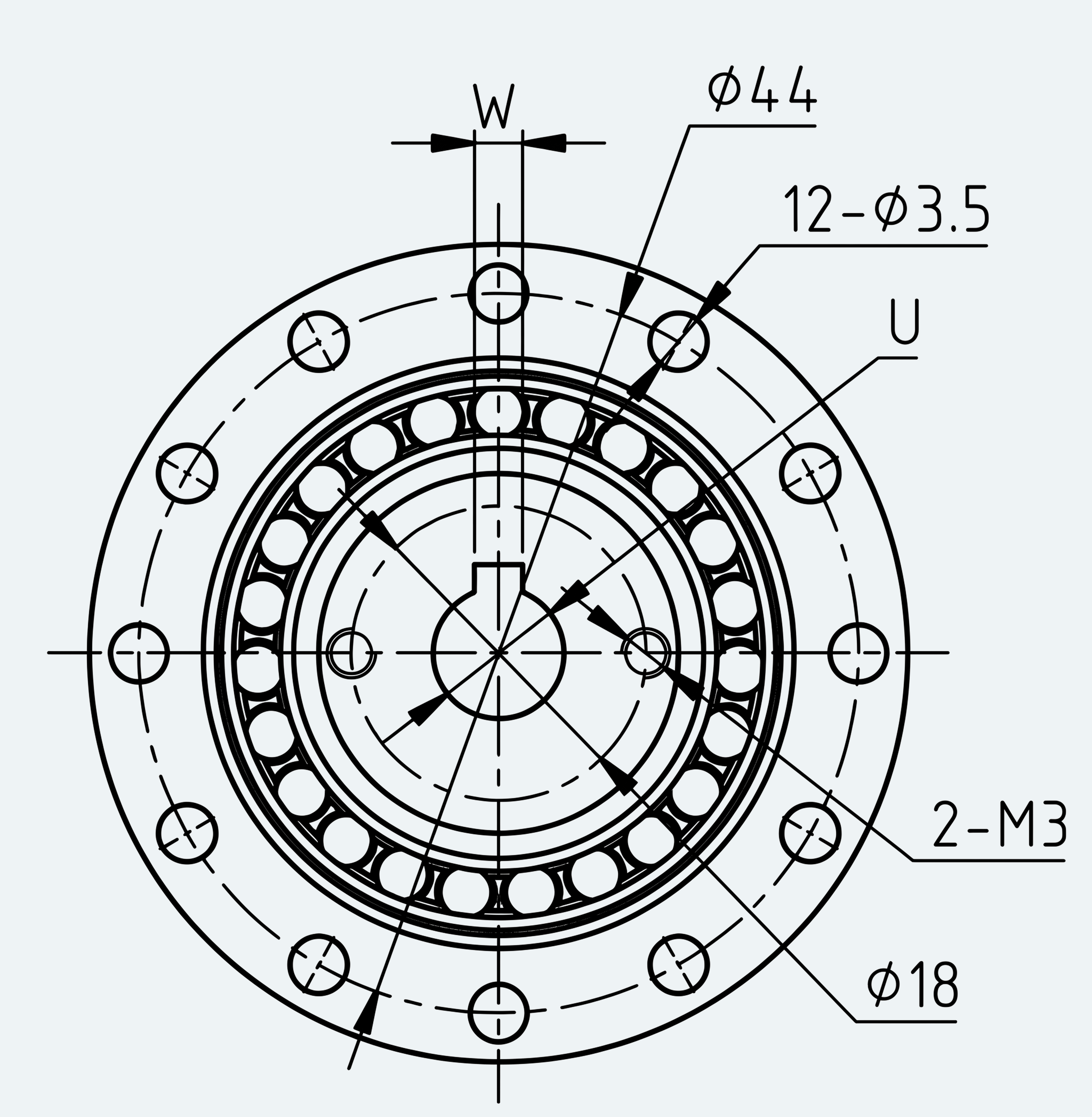 Mechanical View 2 for High-Torque Cup Component Set, Size 14