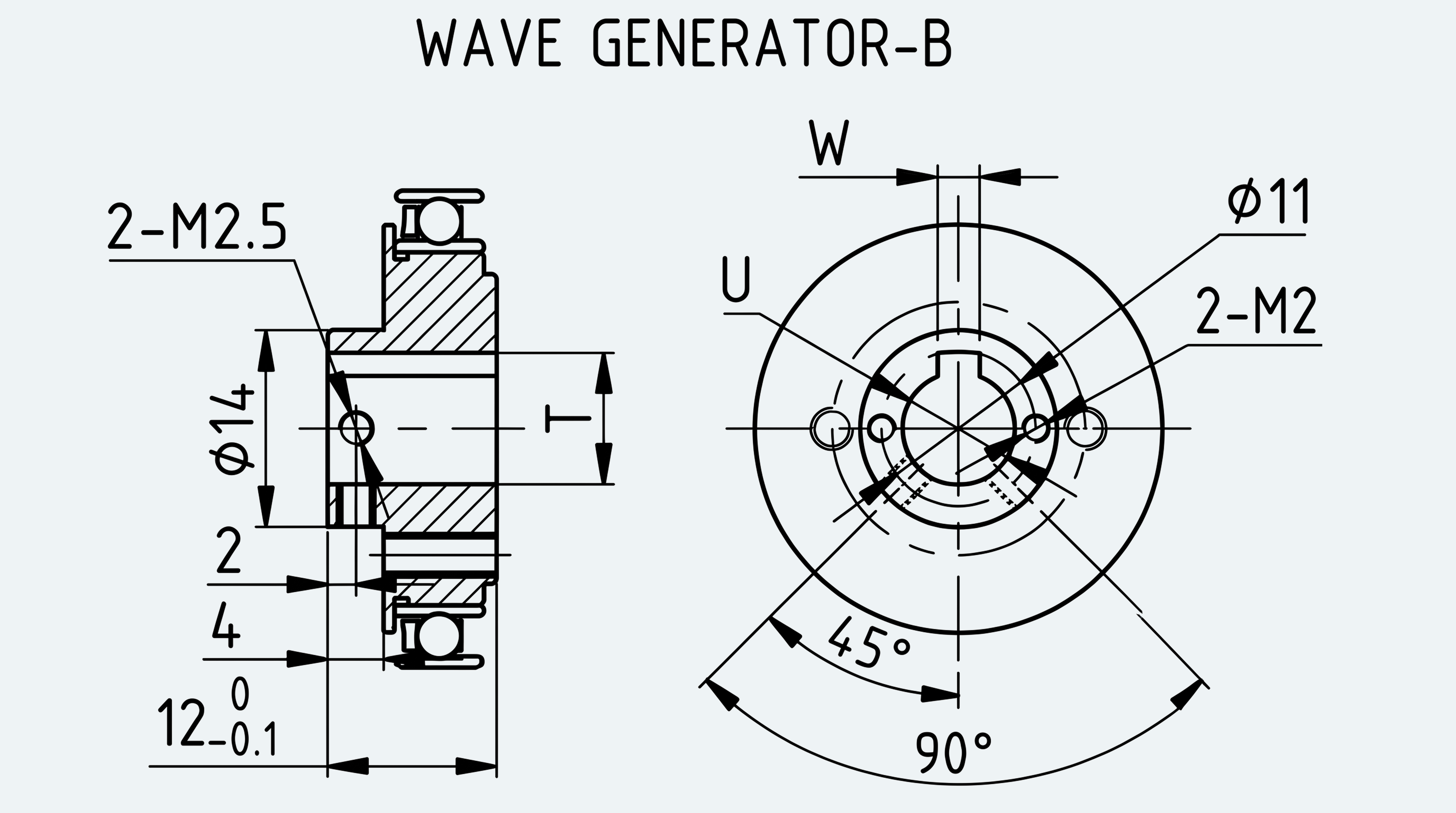 Mechanical View 4 for High-Torque Cup Component Set, Size 14