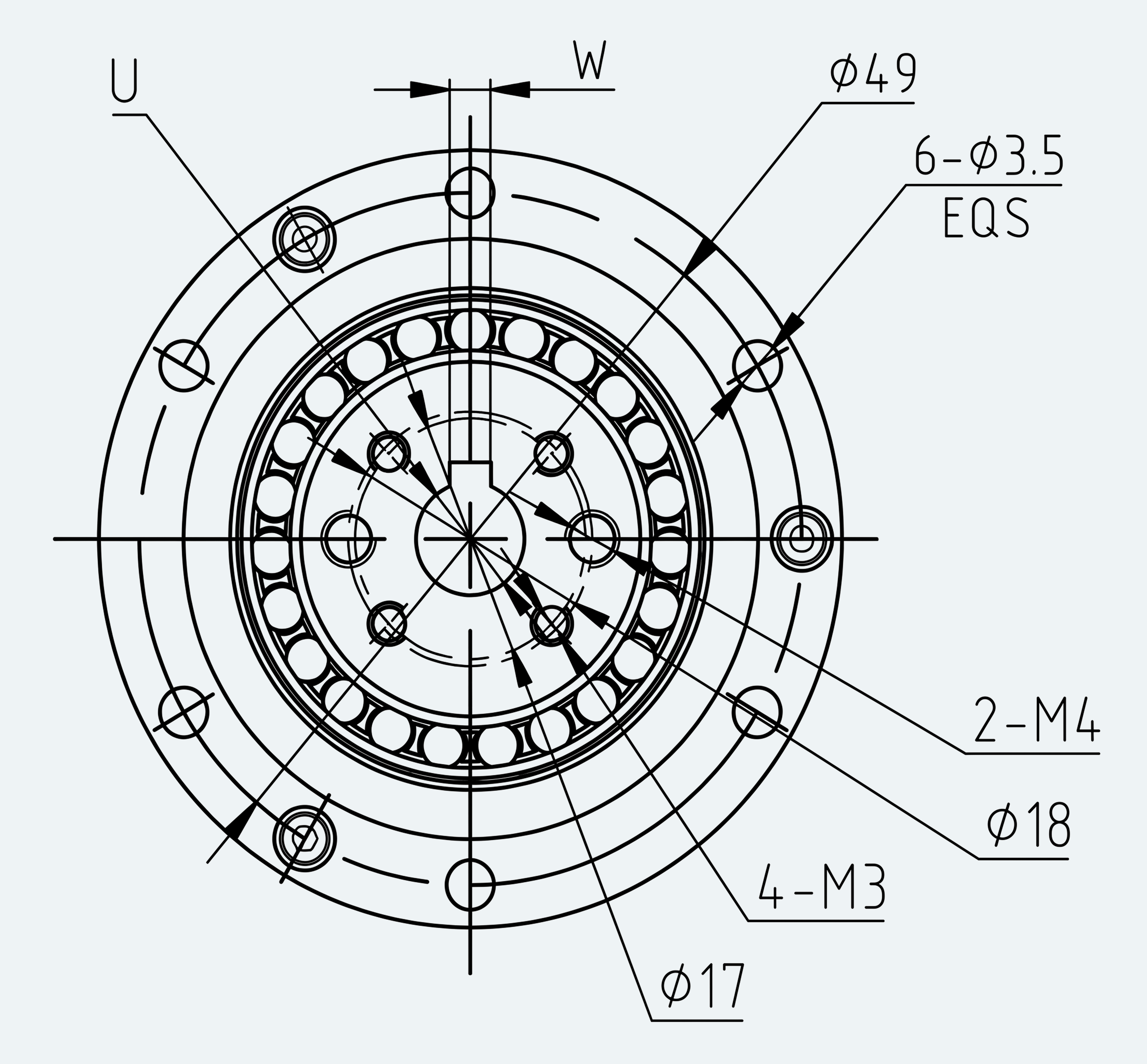 Mechanical View 3 for Thin Cup Gear Unit, Size 14