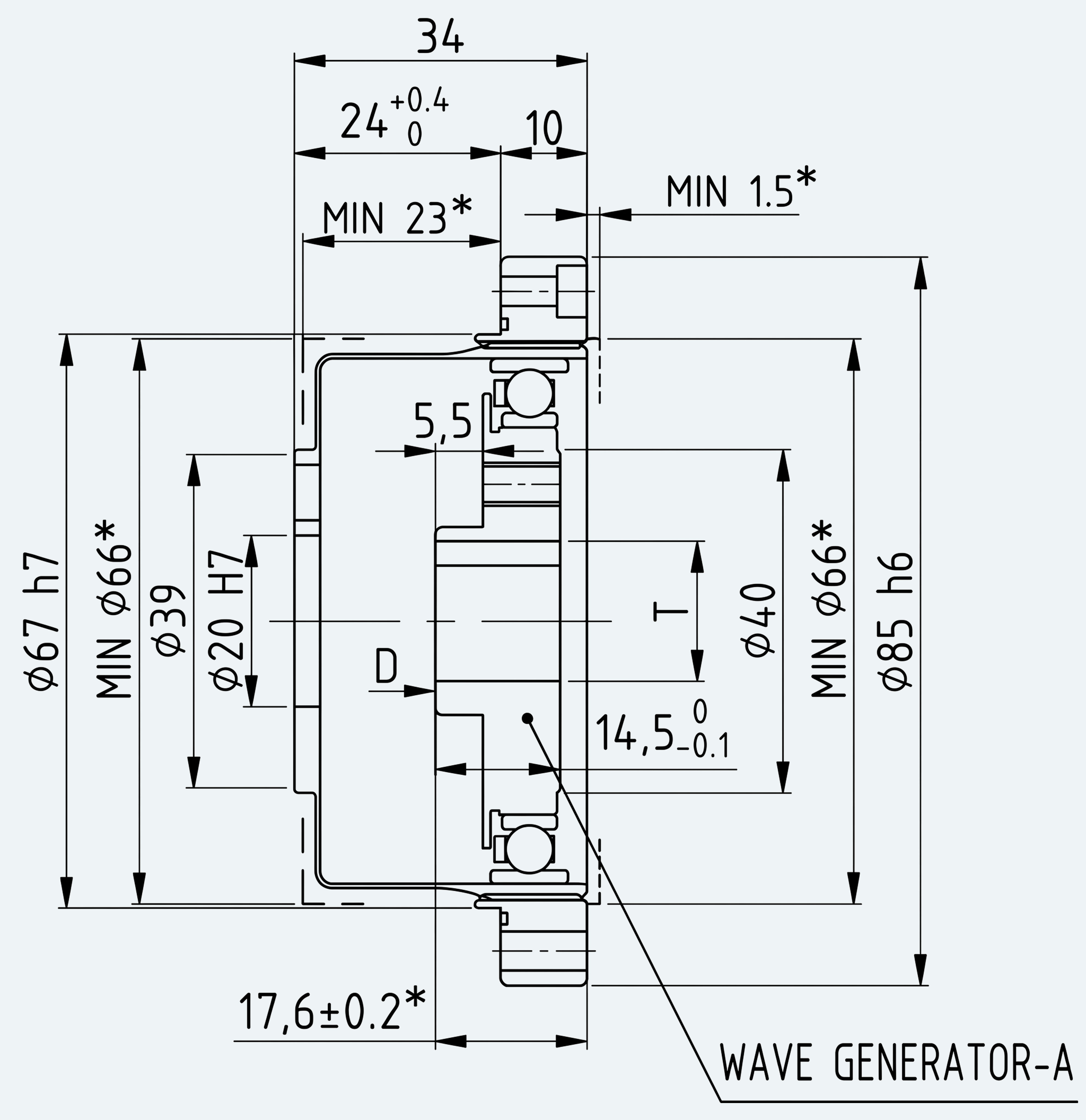 Mechanical View 1 for High-Torque Cup Component Set, Size 25
