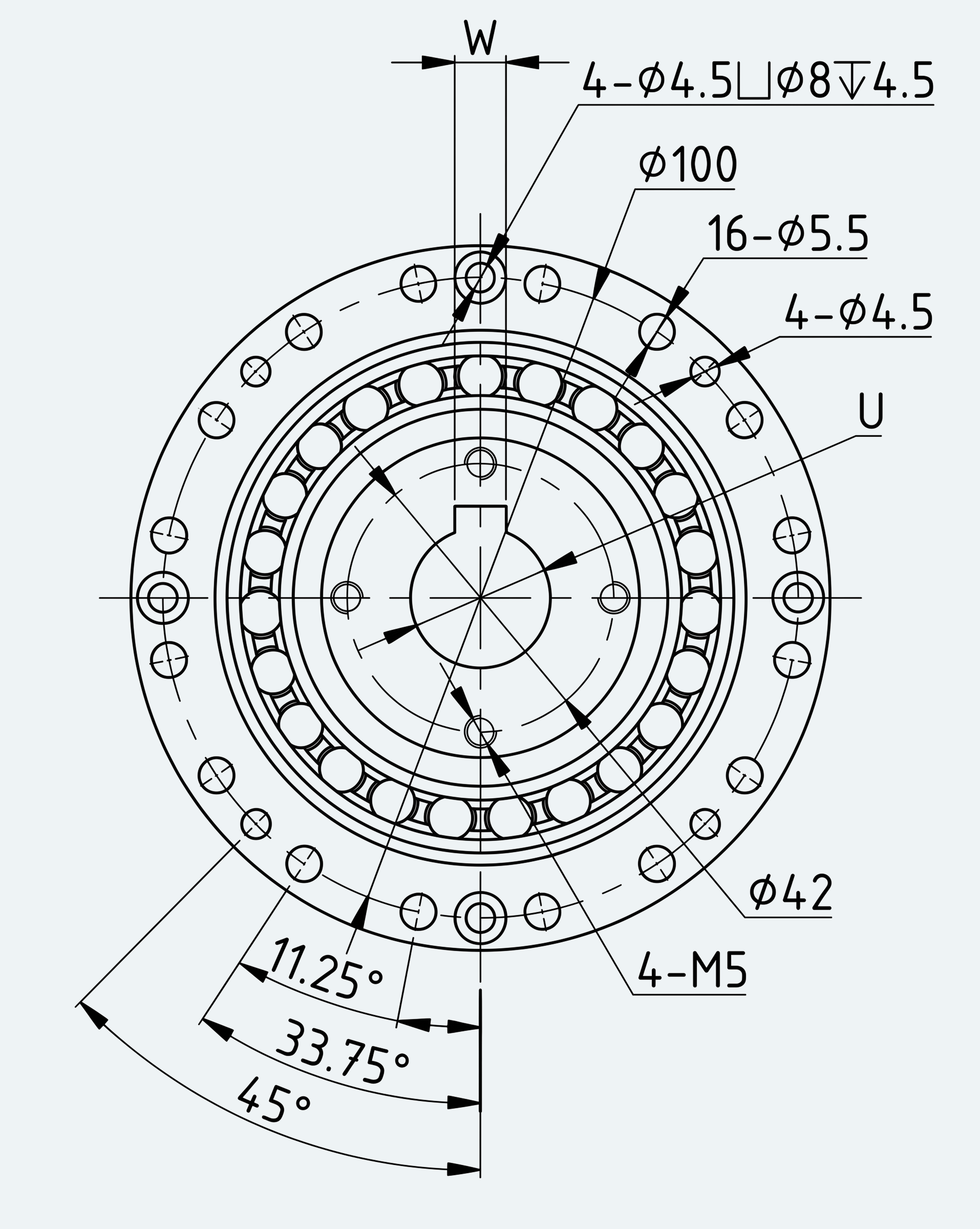 Mechanical View 3 for High-Torque Hat Component Set, Size 32