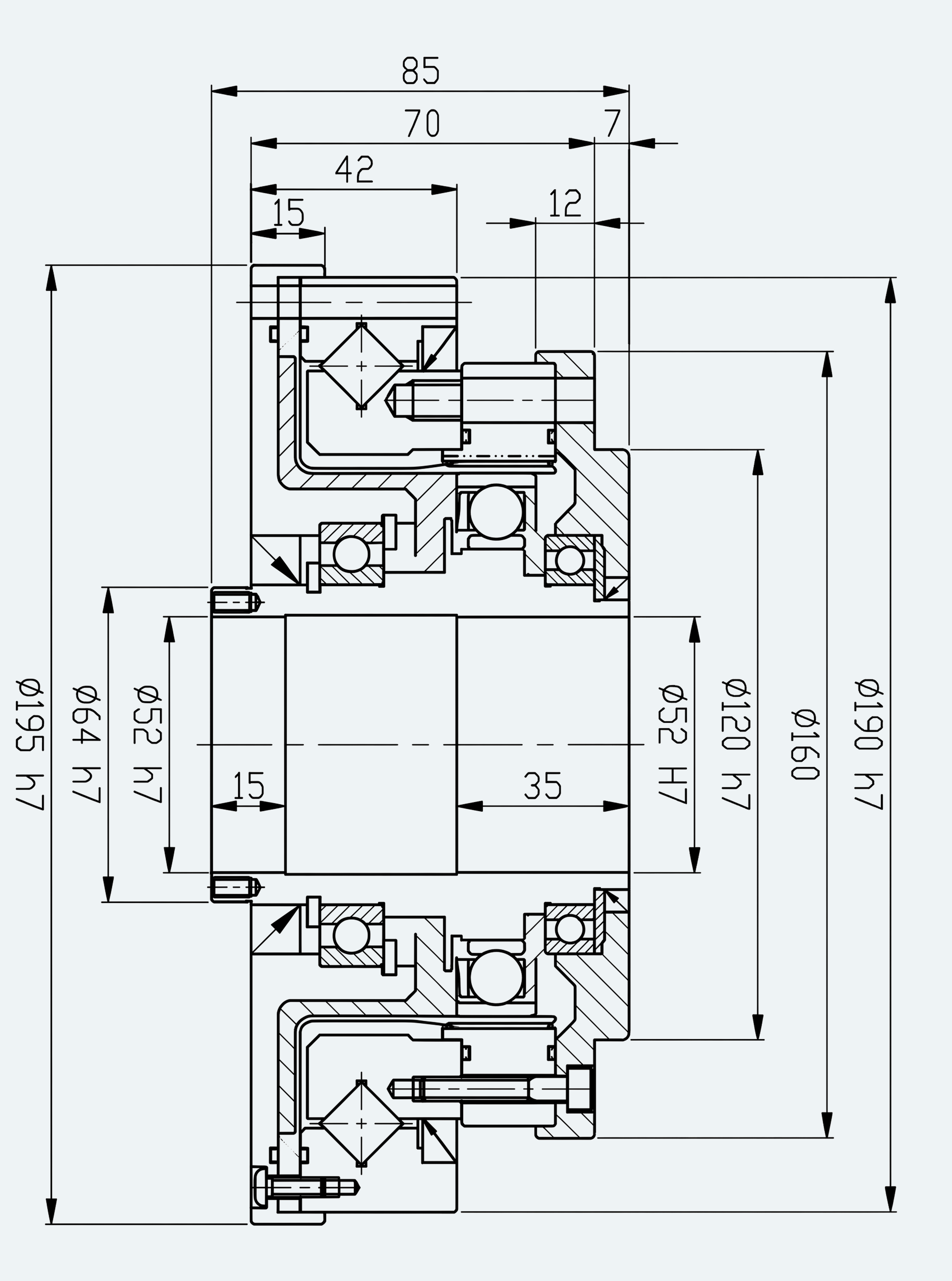 Mechanical View 1 for High-Torque Hollow Shaft Gear Unit, Size 45