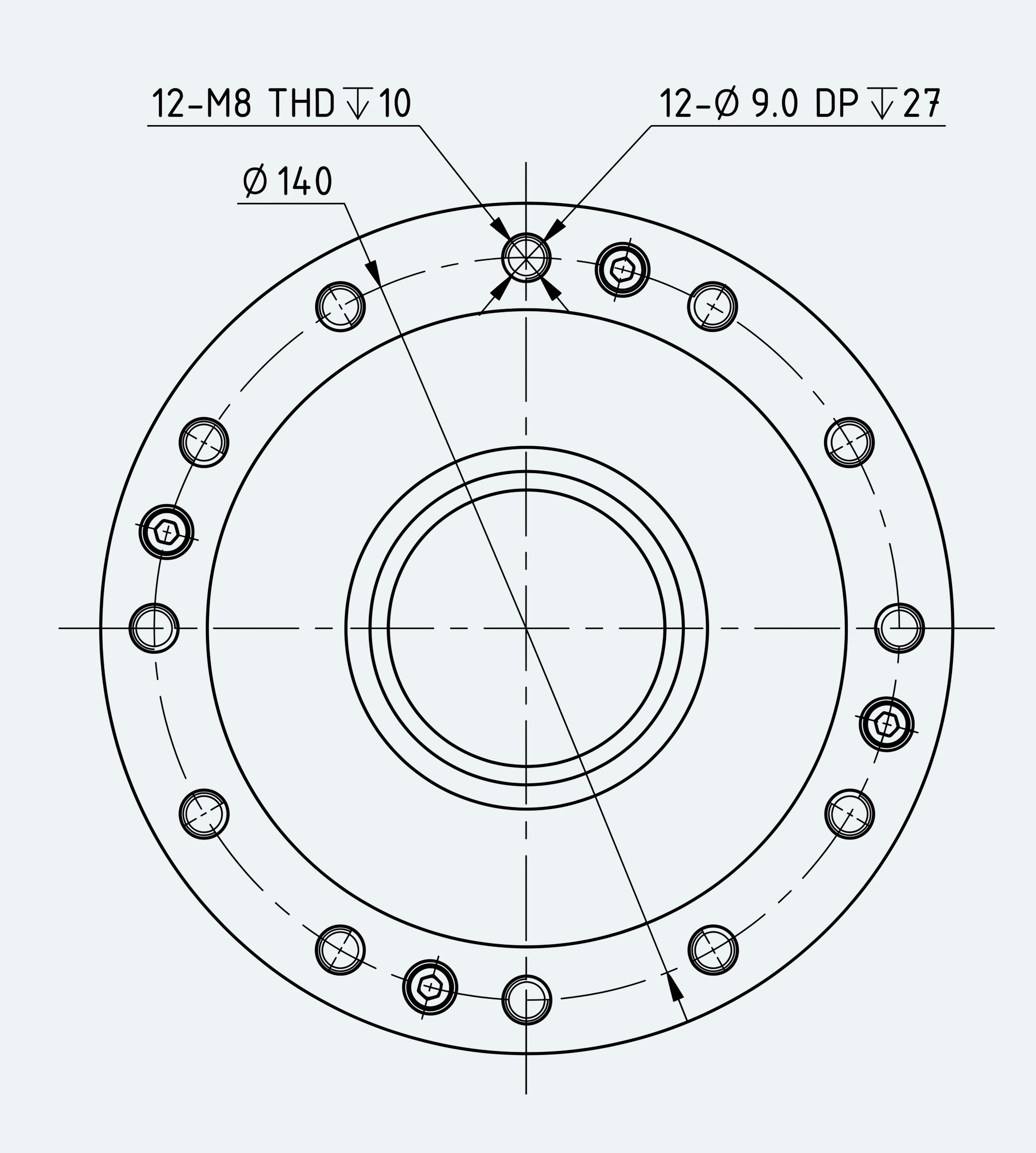 Mechanical View 2 for High-Torque Hollow Shaft Gear Unit, Size 45