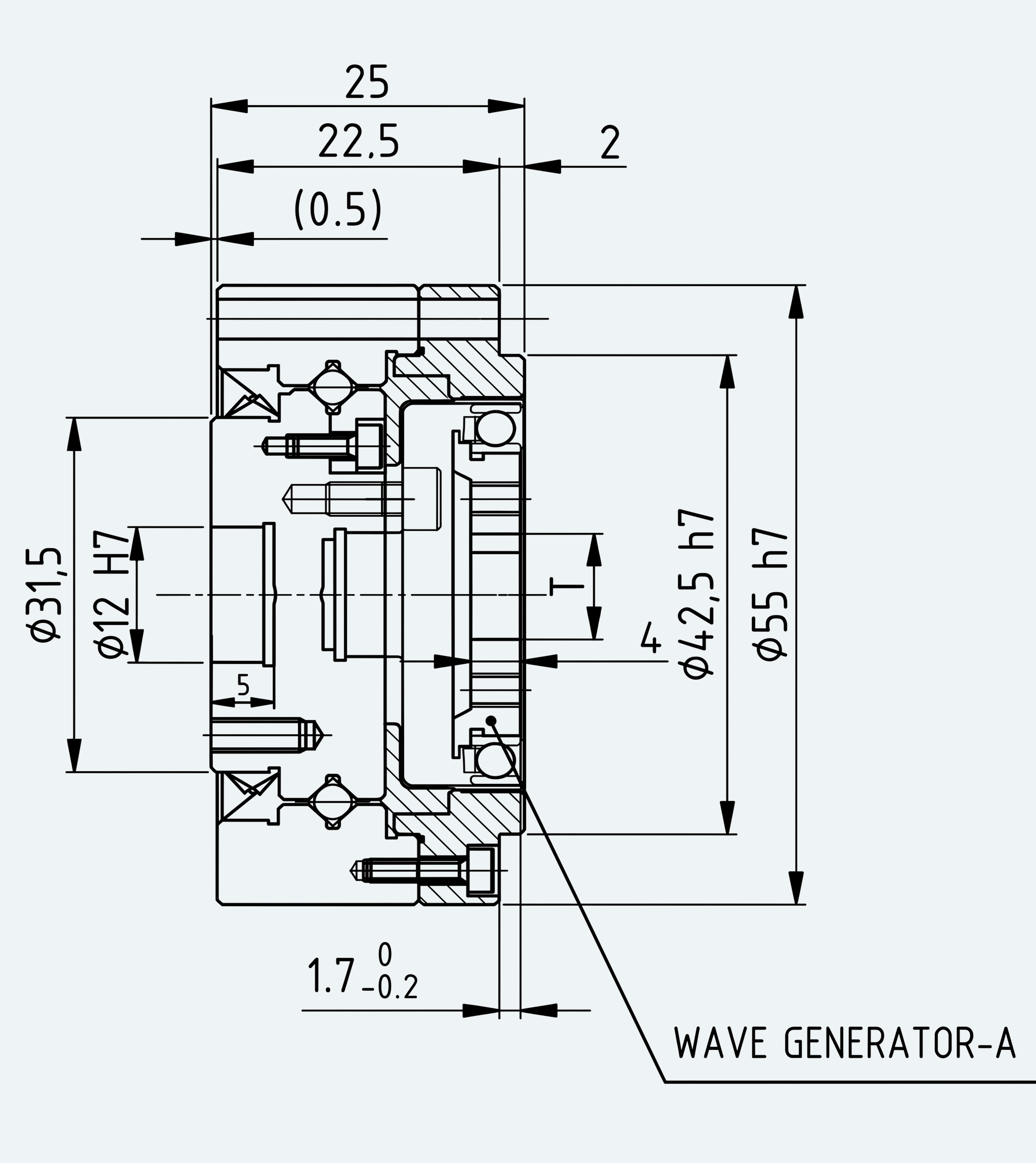 Mechanical View 1 for Thin Cup Gear Unit, Size 14