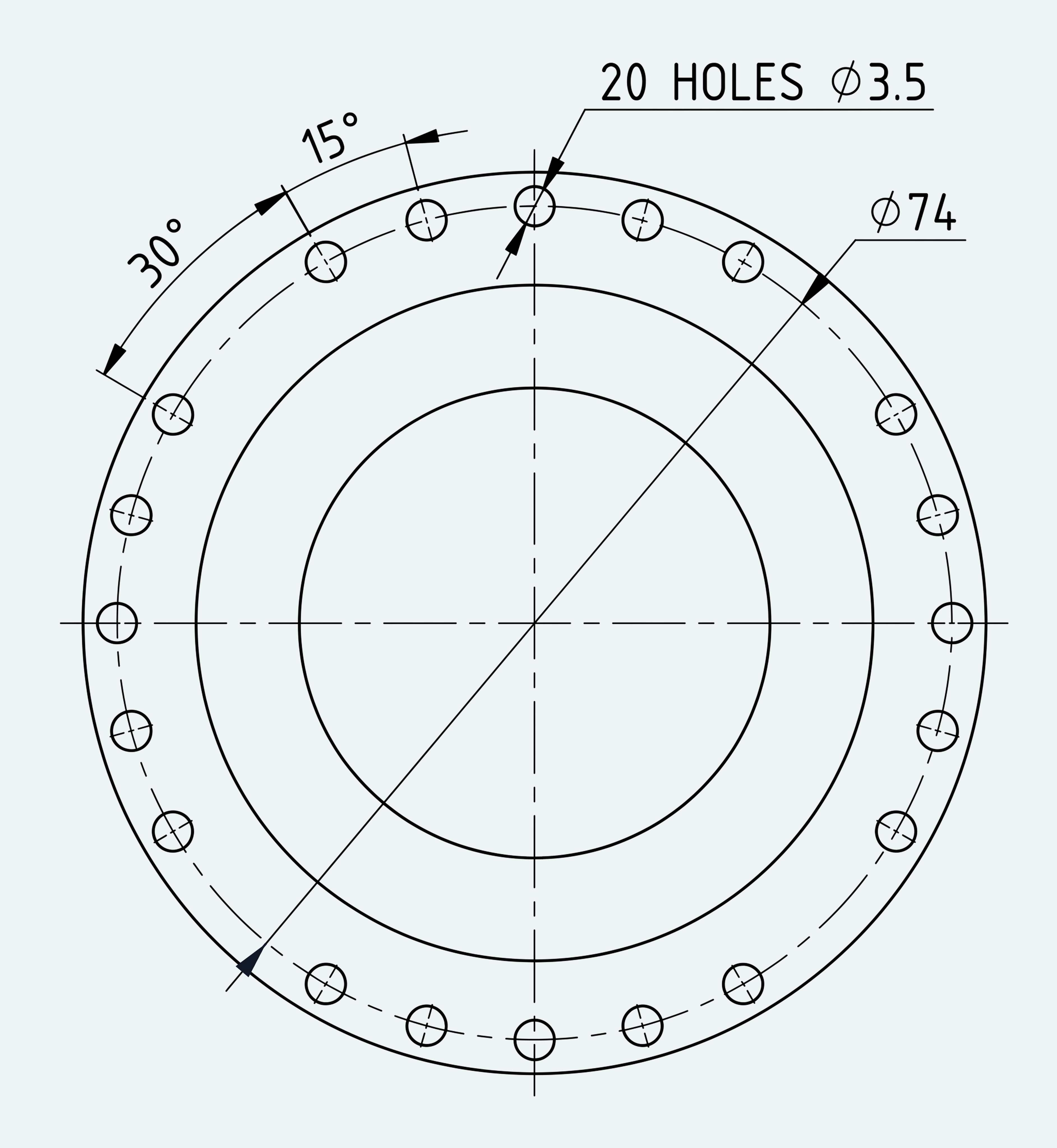 Mechanical View 2 for High-Torque Hat Component Set, Size 17