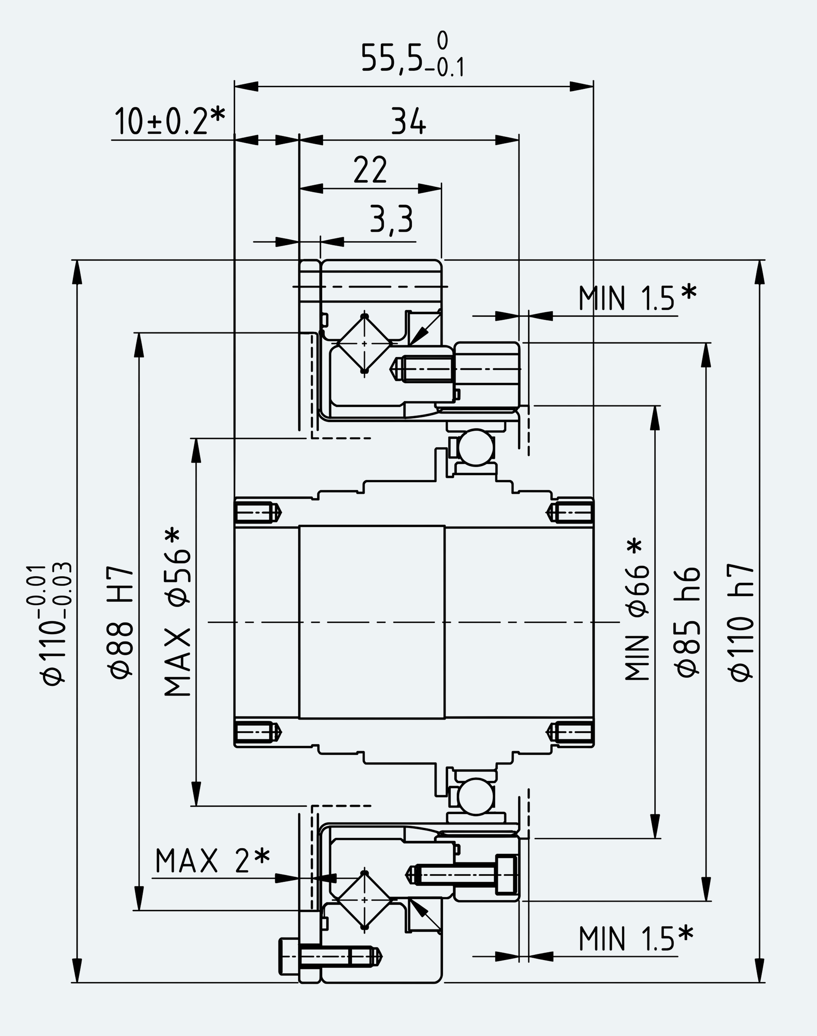 Mechanical View 1 for Simple High-Torque Hollow Shaft Gear Unit, Size 25