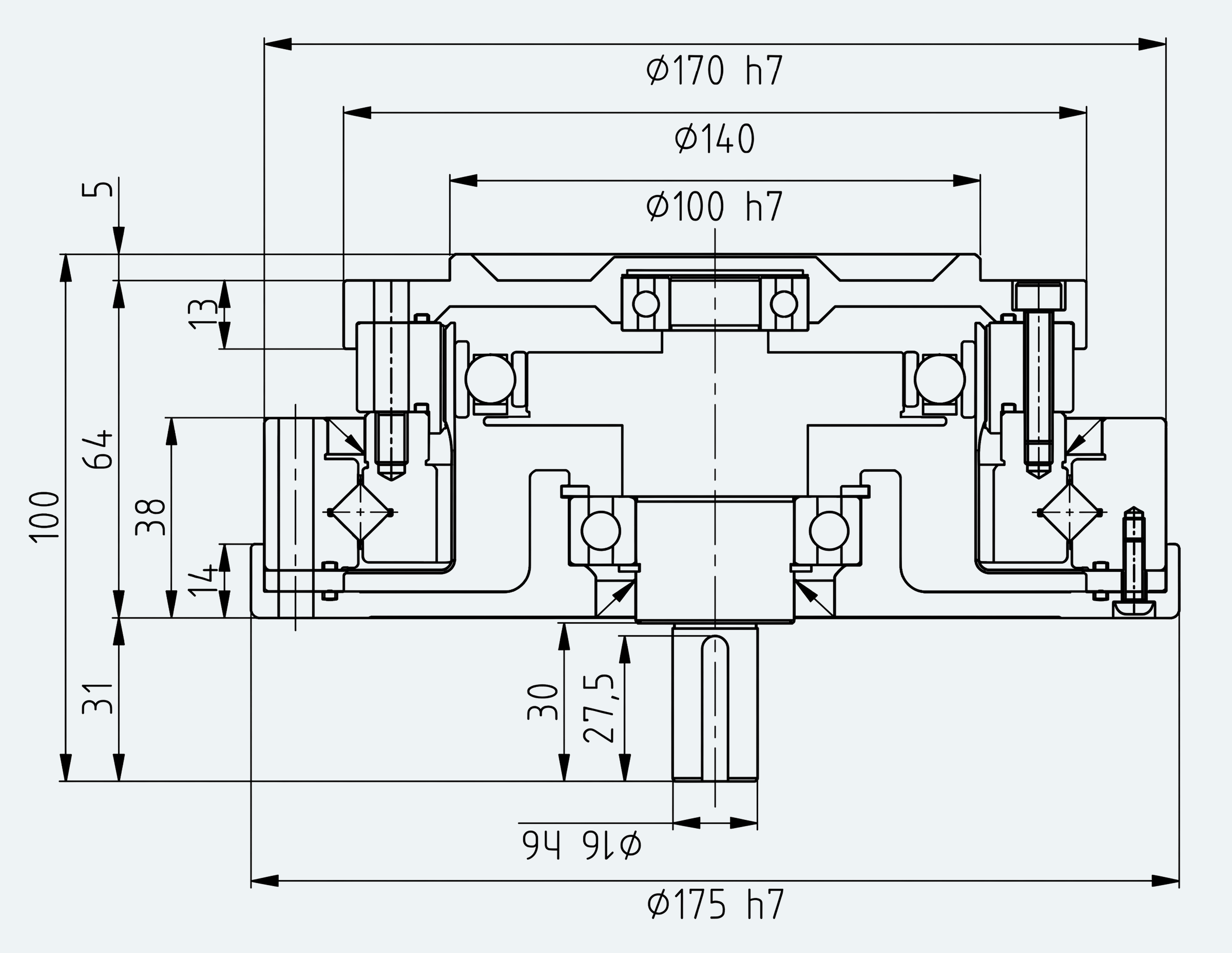 Mechanical View 1 for High-Torque Shaft-Input Gear Unit, Size 40