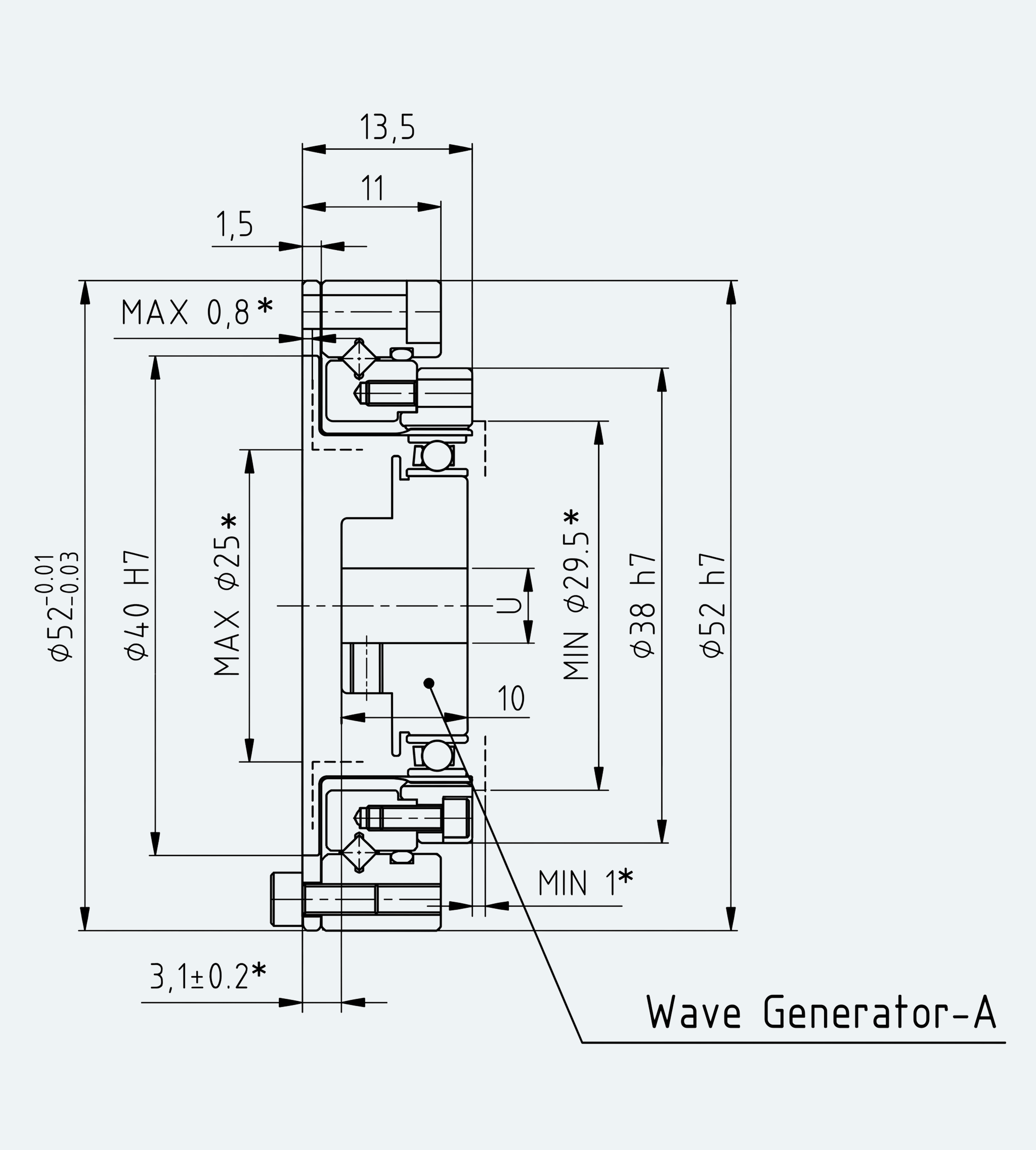 Mechanical View 1 for Ultra-Short Gear Unit, Size 11