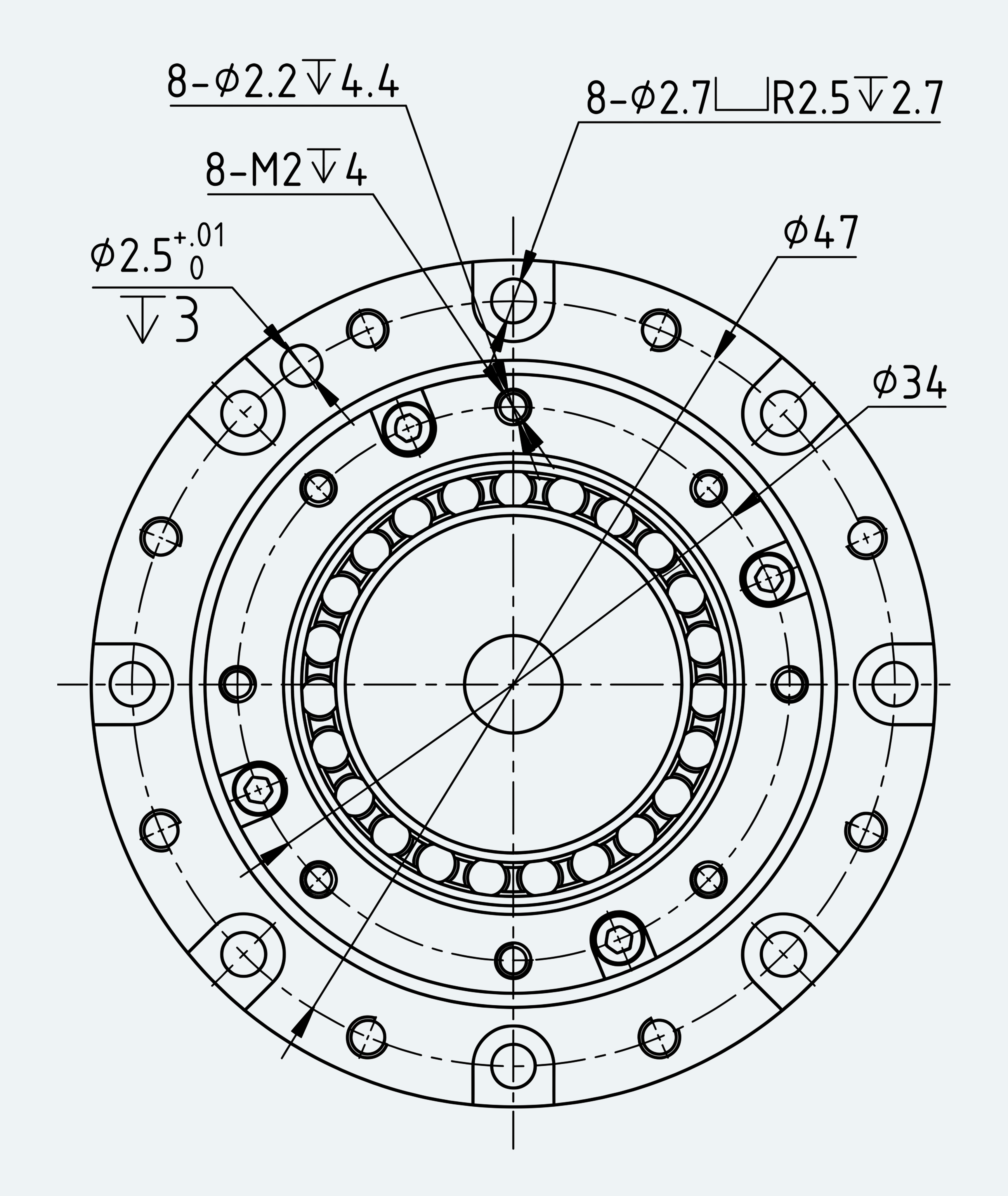 Mechanical View 2 for Ultra-Short Gear Unit, Size 11