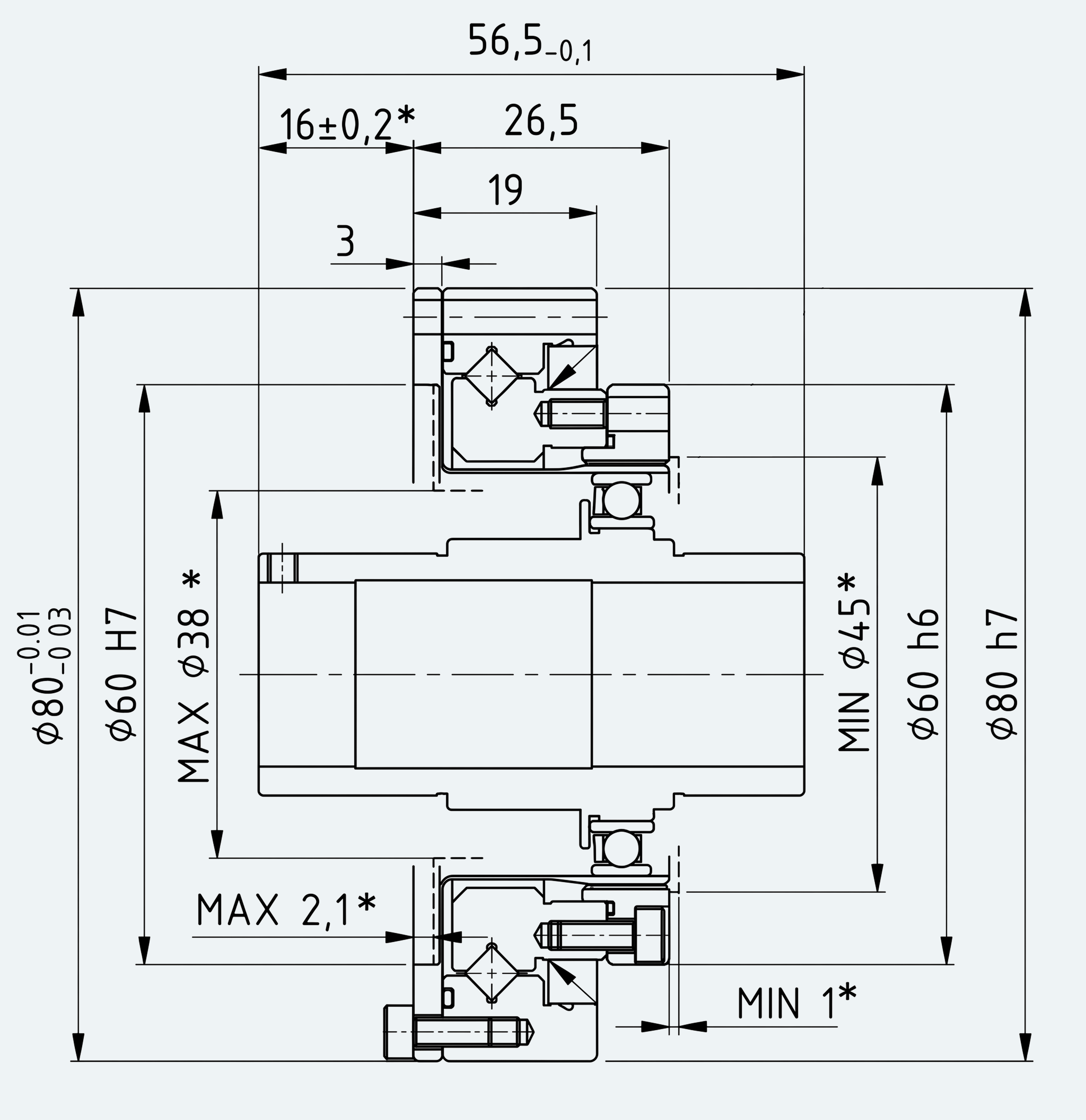 Mechanical View 1 for Simple High-Torque Hollow Shaft Gear Unit, Size 17