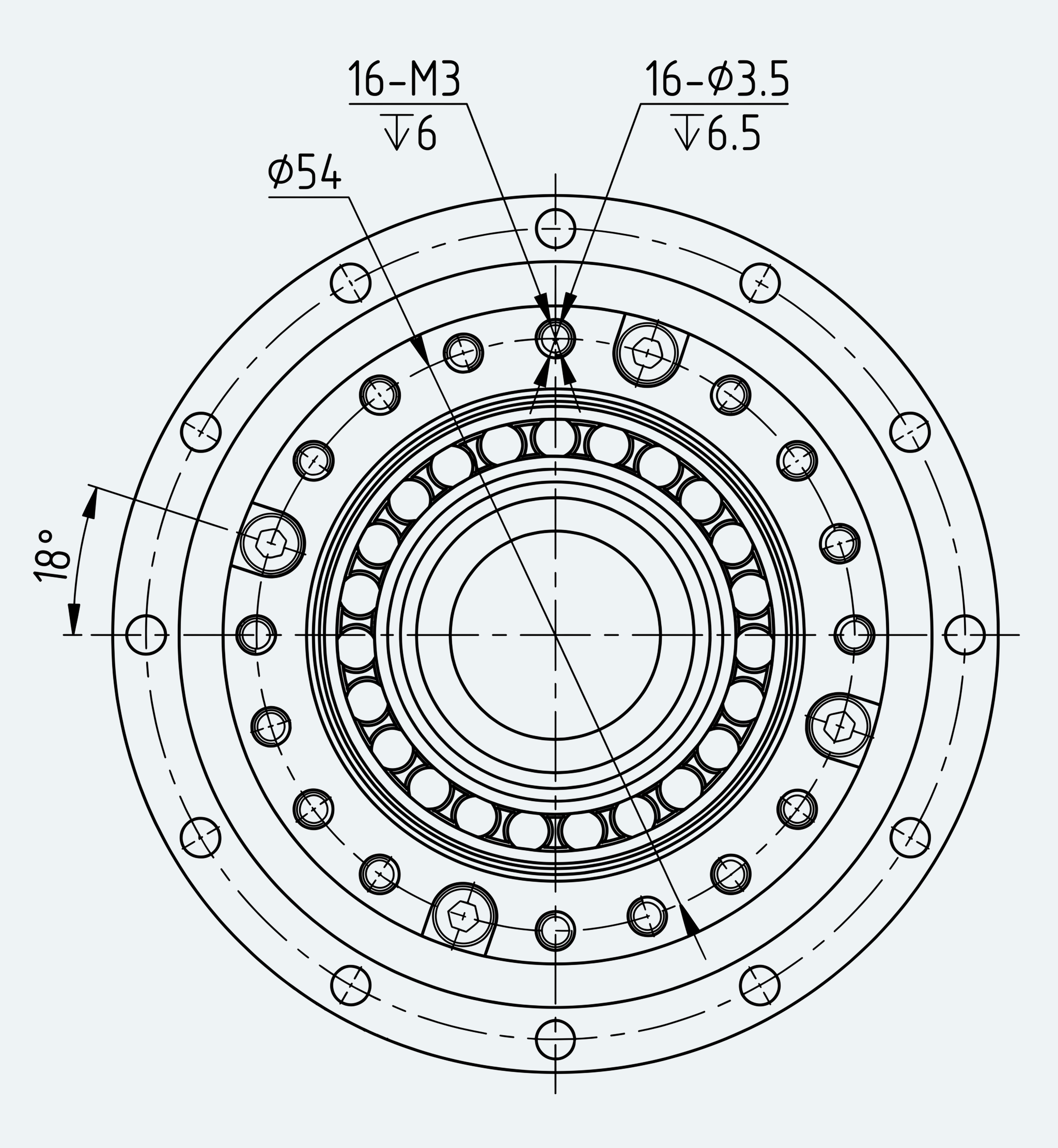 Mechanical View 2 for Simple High-Torque Hollow Shaft Gear Unit, Size 17