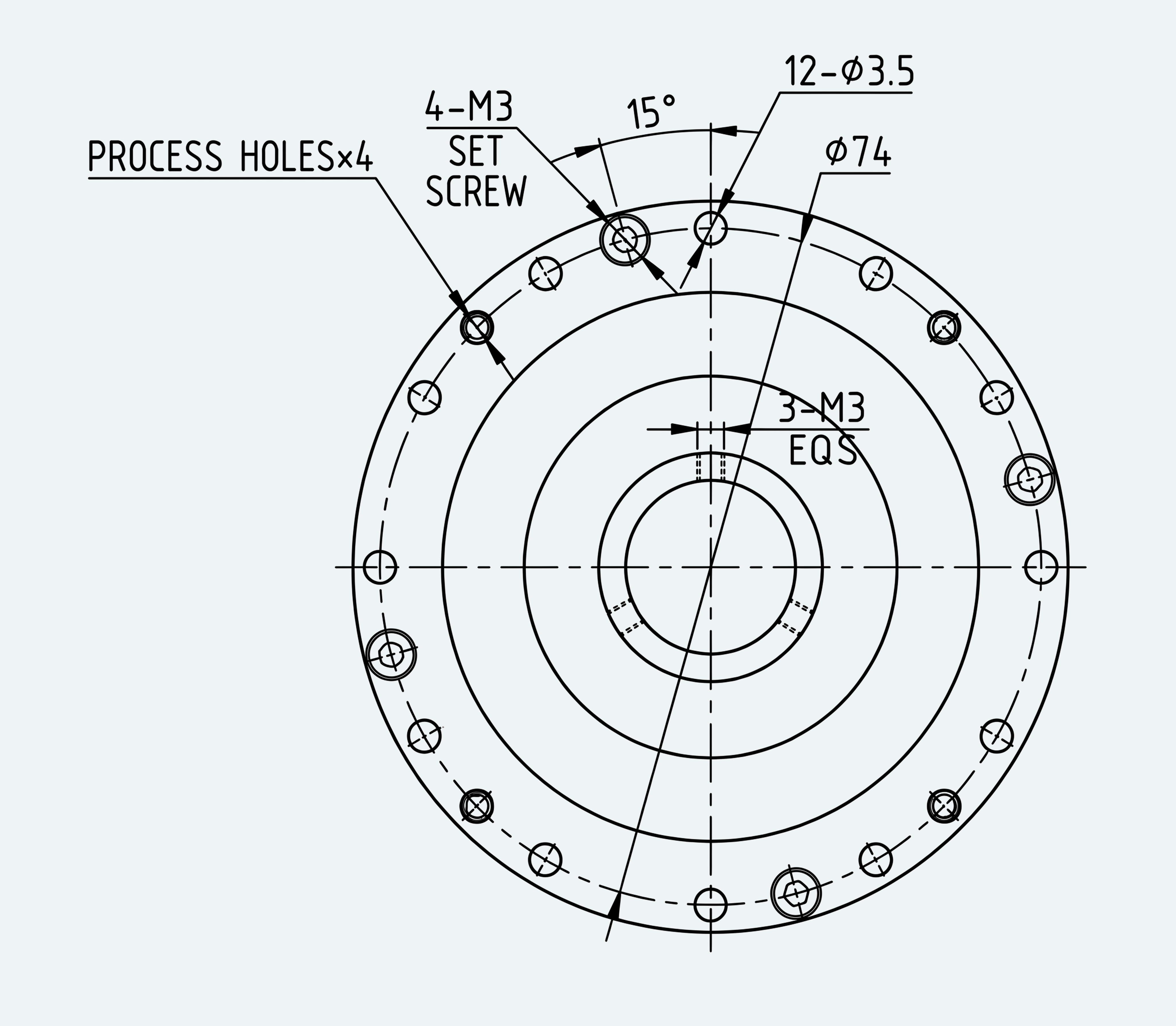 Mechanical View 3 for Simple High-Torque Hollow Shaft Gear Unit, Size 17
