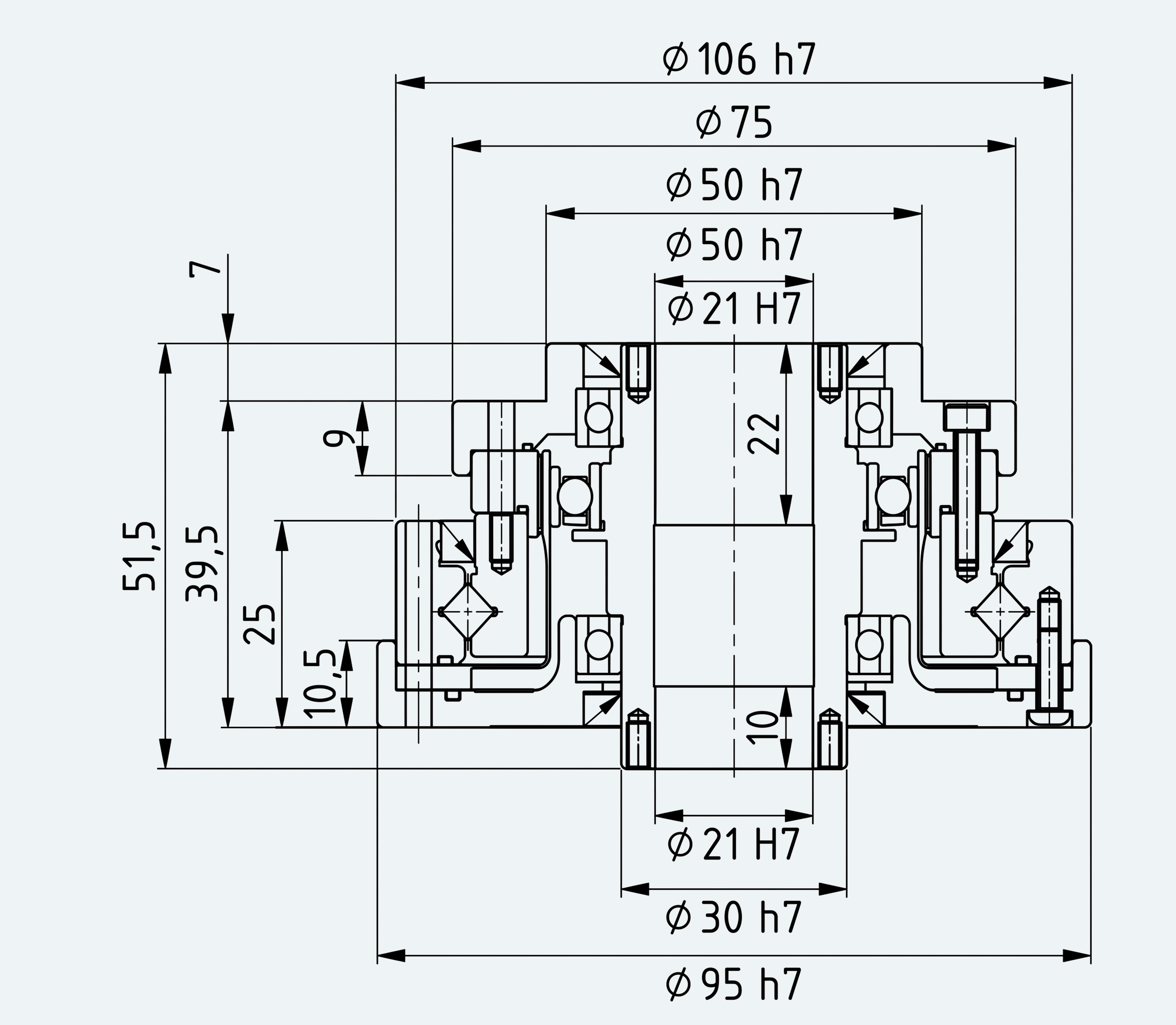 Mechanical View 1 for High-Torque Hollow Shaft Gear Unit, Size 20