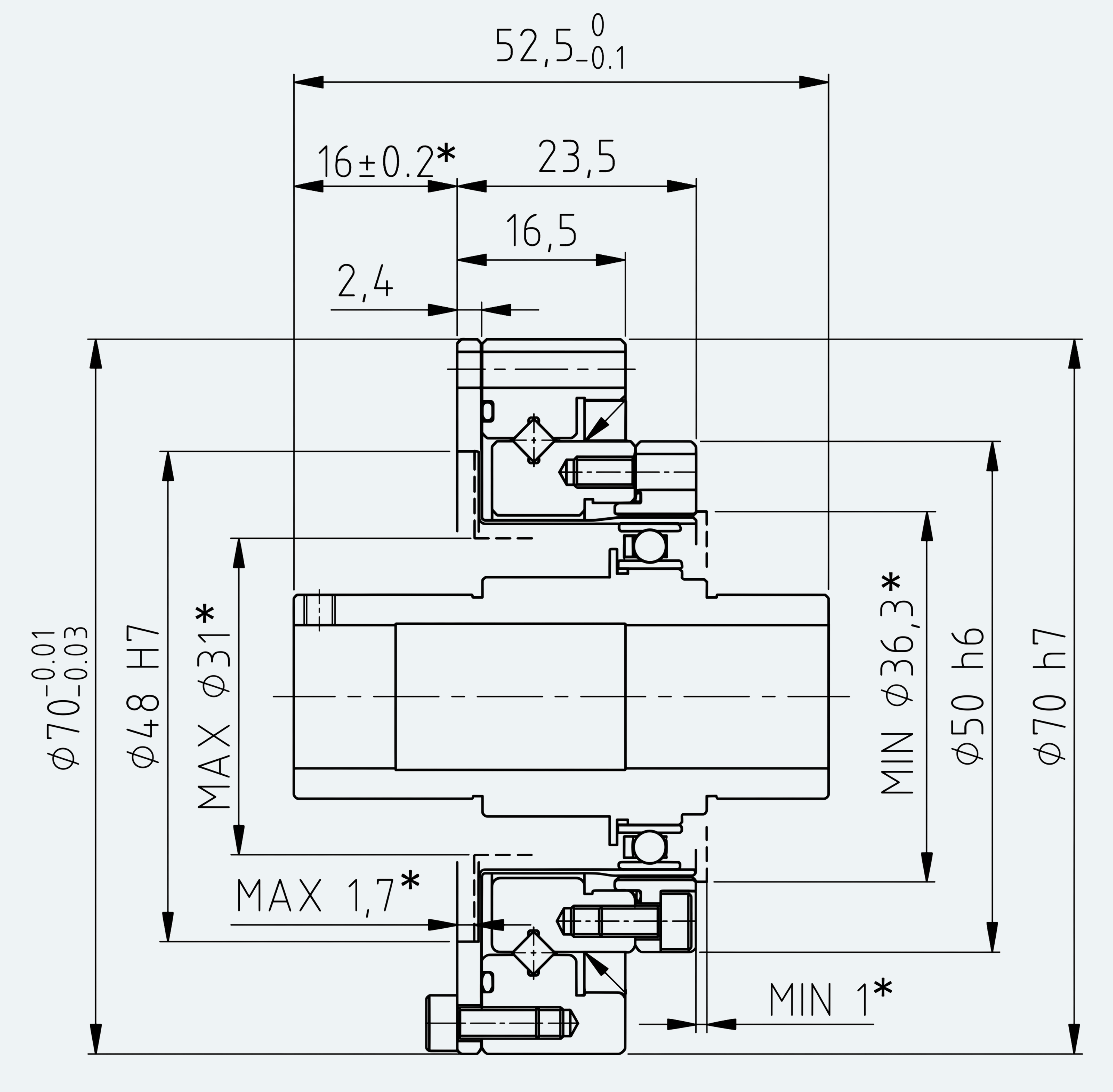 Mechanical View 1 for Simple High-Torque Hollow Shaft Gear Unit, Size 14